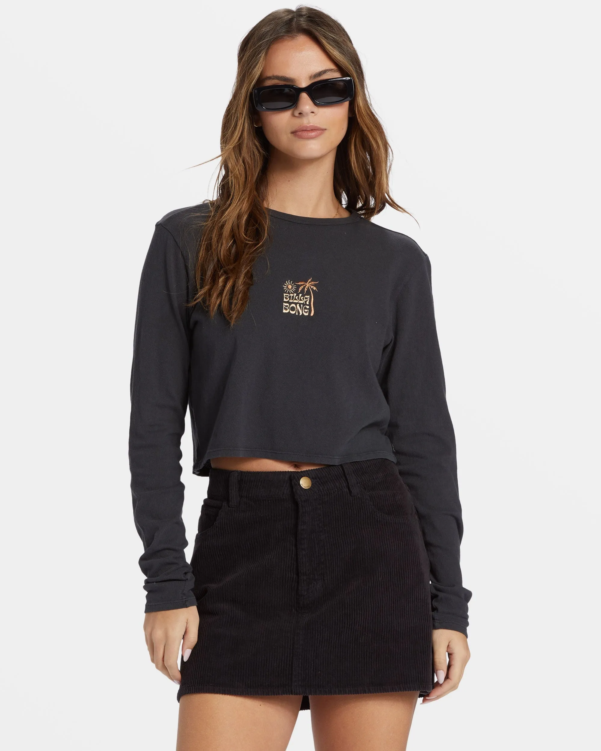 Marina Corduroy Skirt - Black Pebble Billabong