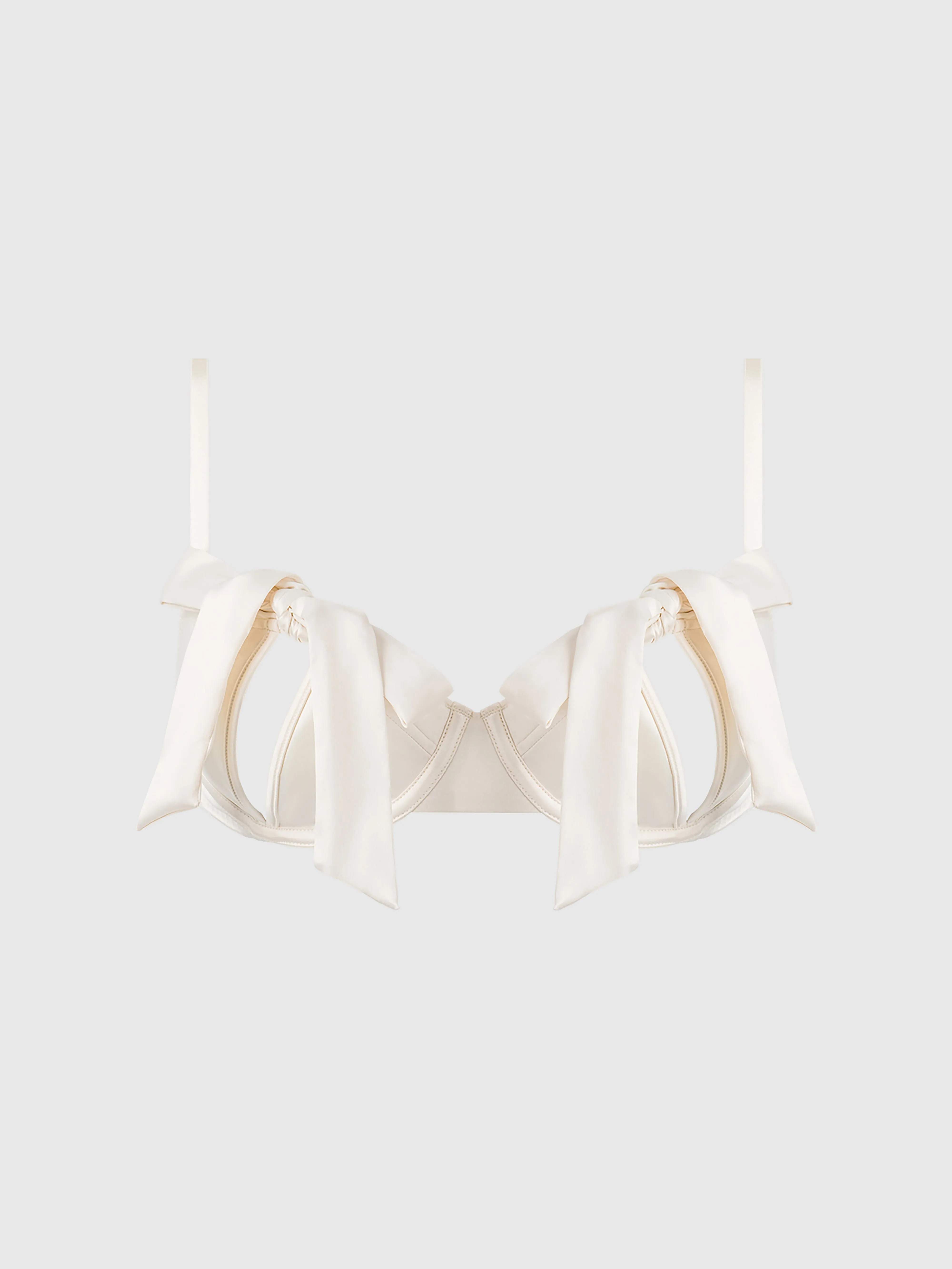 Melrose Satin Bow Tie Up Open Cup Bra by Frederick's of Hollywood