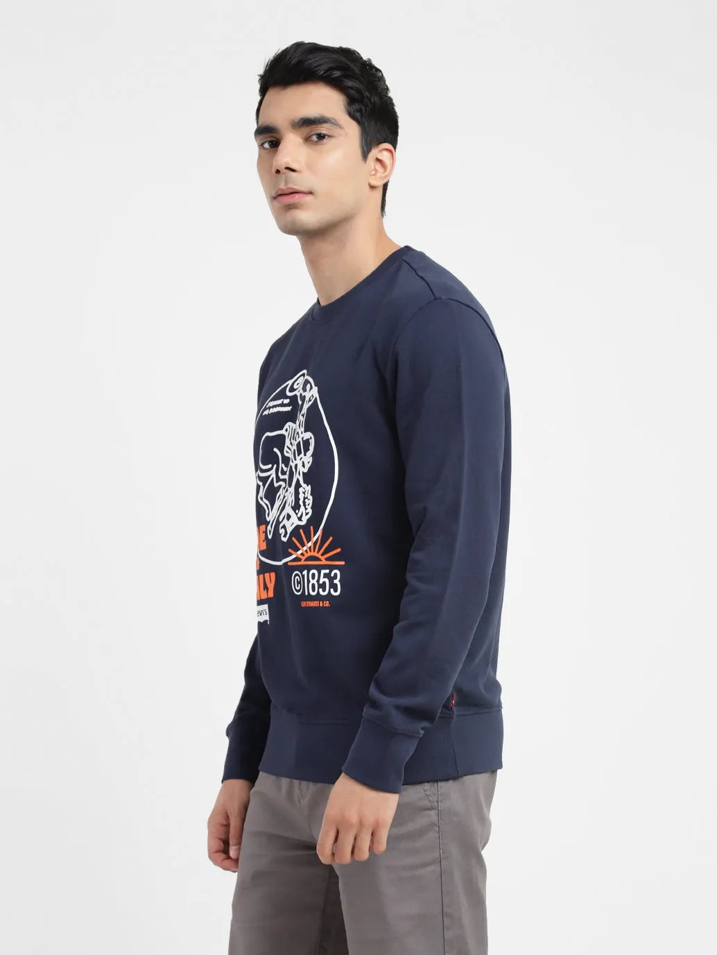 Men's Graphic Print Crew Neck Sweatshirt Navy LEVI'S