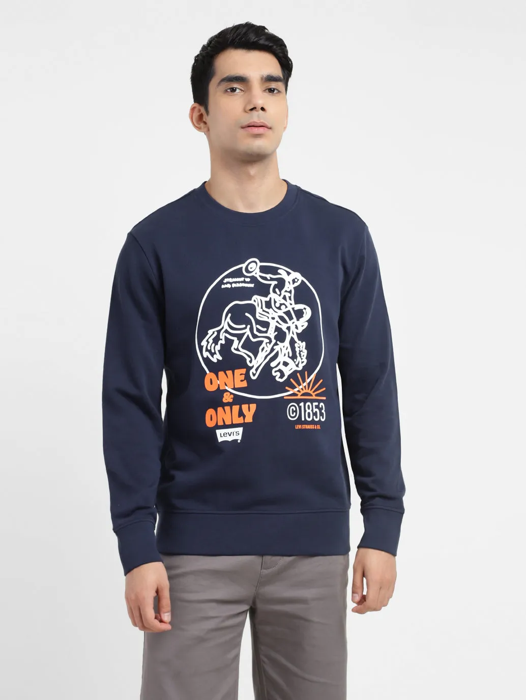 Men's Graphic Print Crew Neck Sweatshirt Navy LEVI'S