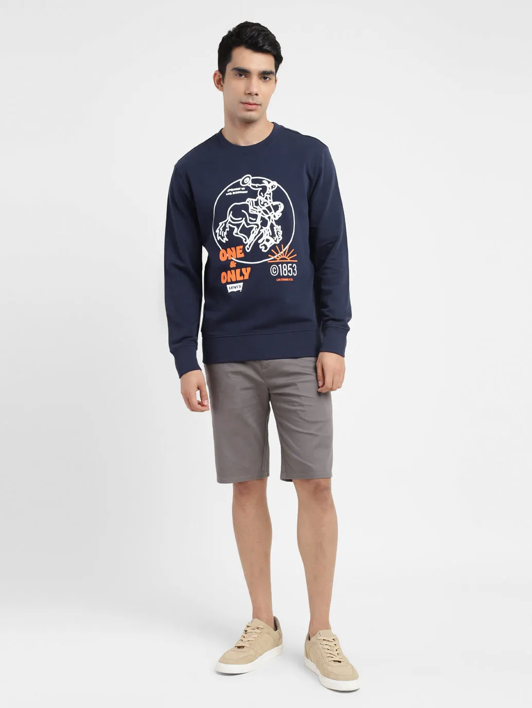 Men's Graphic Print Crew Neck Sweatshirt Navy LEVI'S