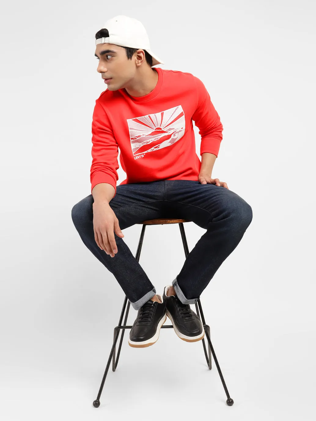 Men's Graphic Print Crew Neck Sweatshirt Red LEVI'S