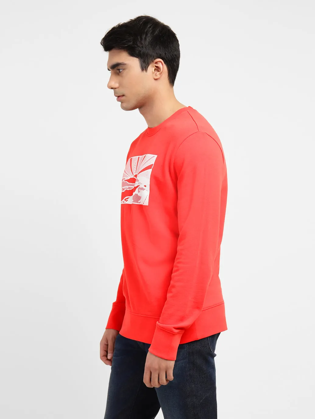 Men's Graphic Print Crew Neck Sweatshirt Red LEVI'S
