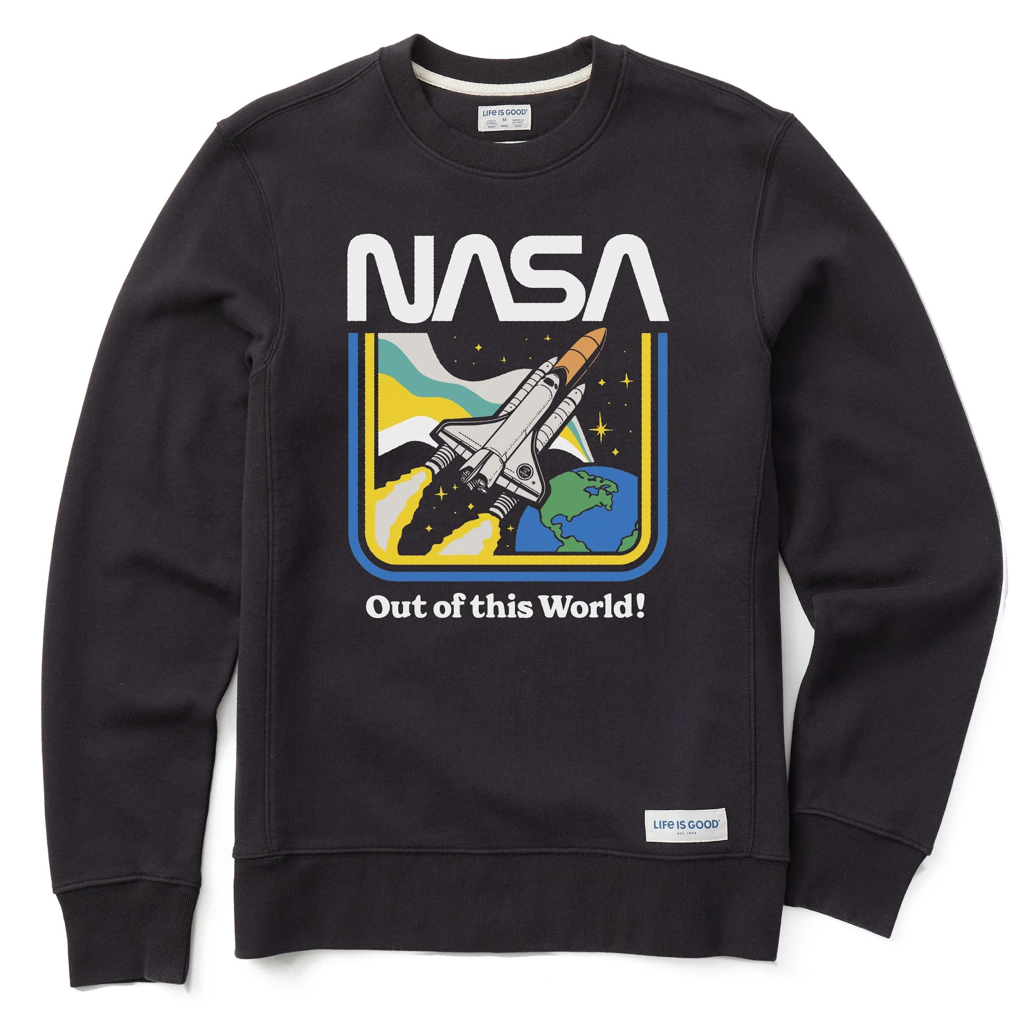 Men's NASA Out of this World Simply True Fleece Crew LIFE IS GOOD