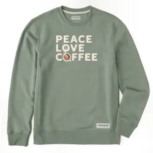 Men's Peace Love & Coffee Simply True Fleece Crew LIFE IS GOOD