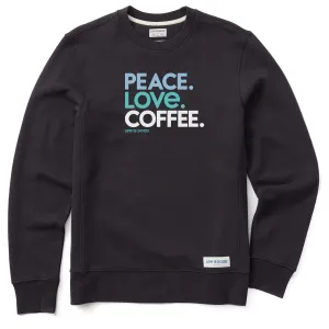 Men's Peace Love Coffee Simply True Fleece Crew LIFE IS GOOD