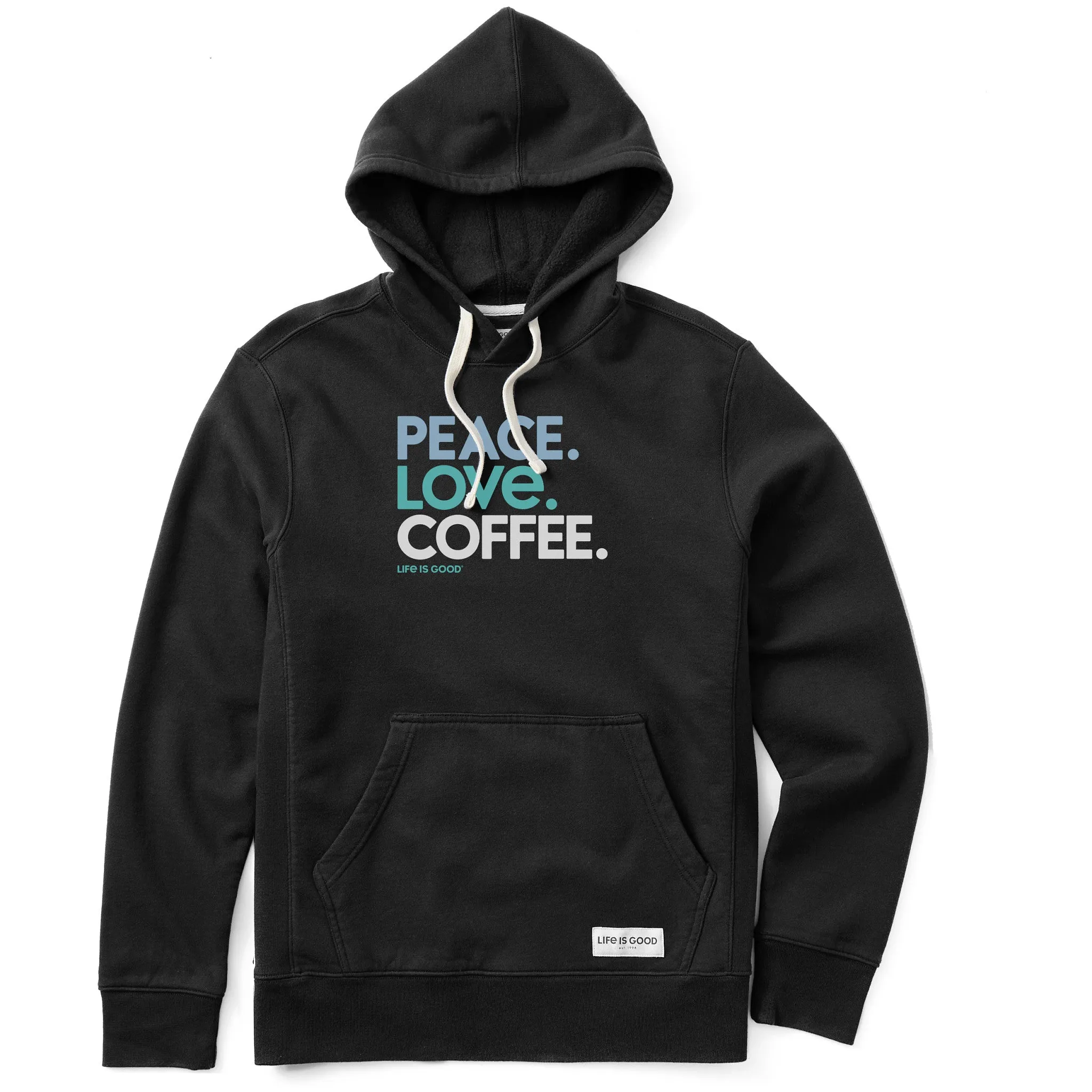 Men's Peace Love Coffee Simply True Fleece Hoodie LIFE IS GOOD