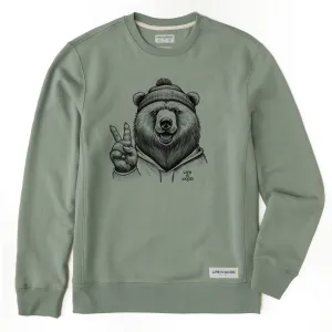 Men's Peaceful Grizzly Simply True Fleece Crew LIFE IS GOOD