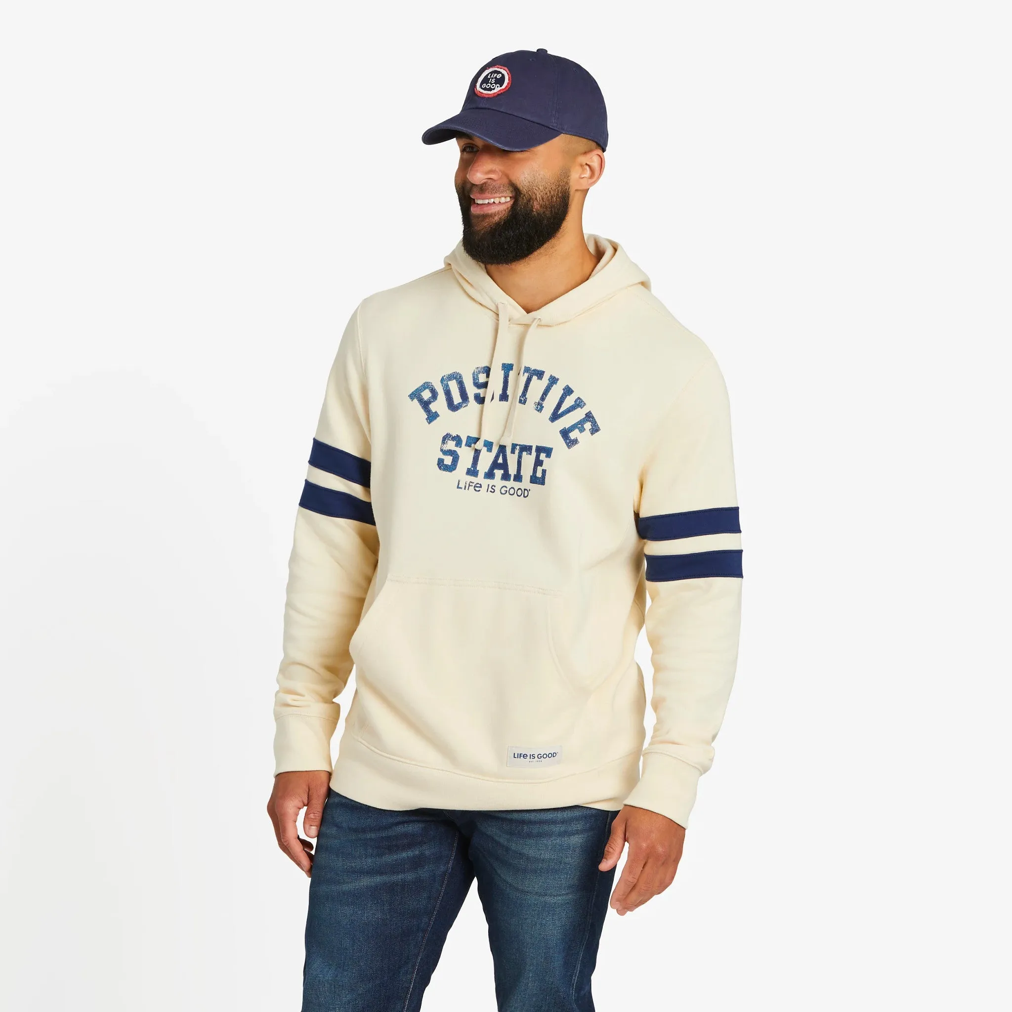 Men's Positive State Retro Simply True Fleece Hoodie LIFE IS GOOD