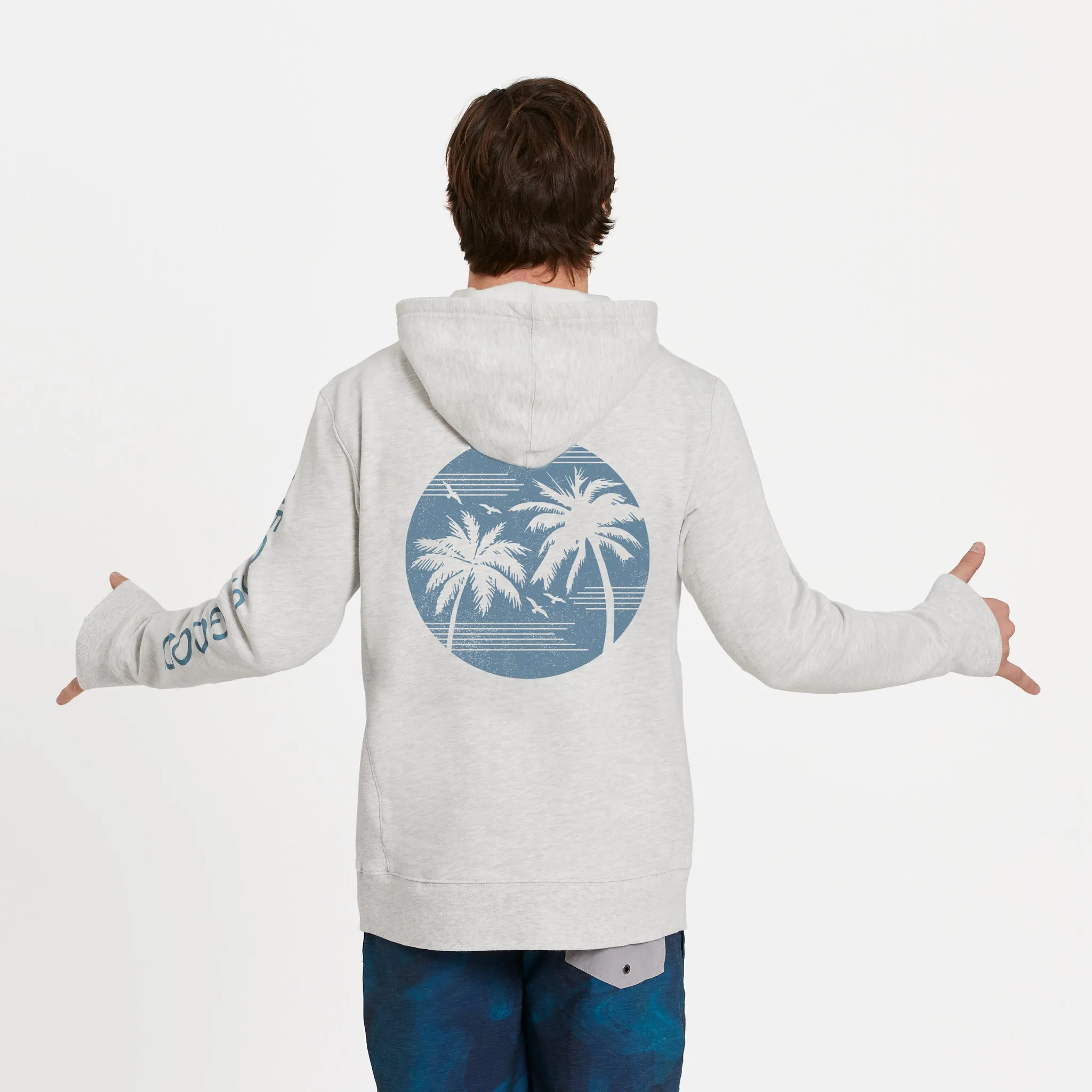 Men's Retro Palms Sun Simply True Fleece Hoodie LIFE IS GOOD