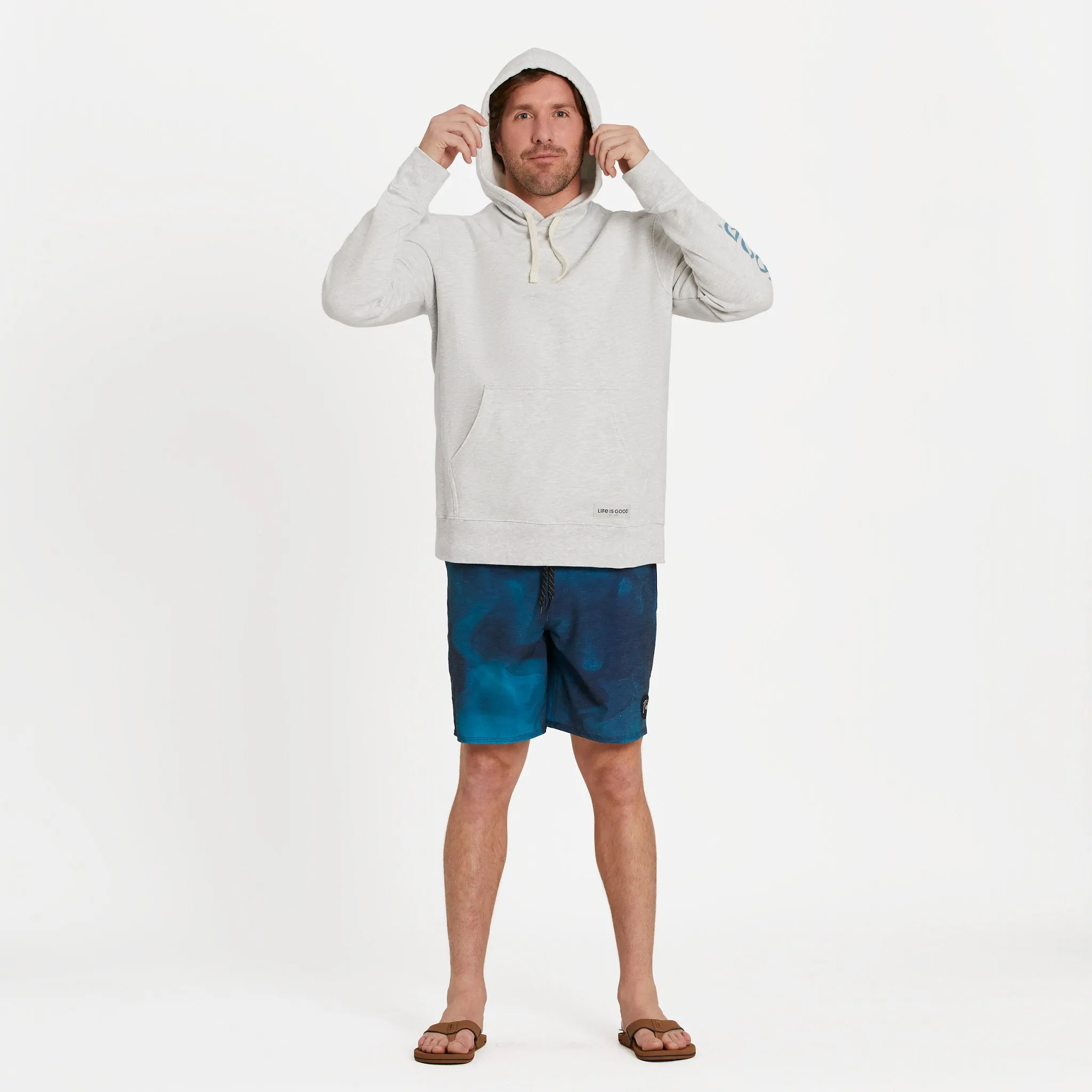 Men's Retro Palms Sun Simply True Fleece Hoodie LIFE IS GOOD