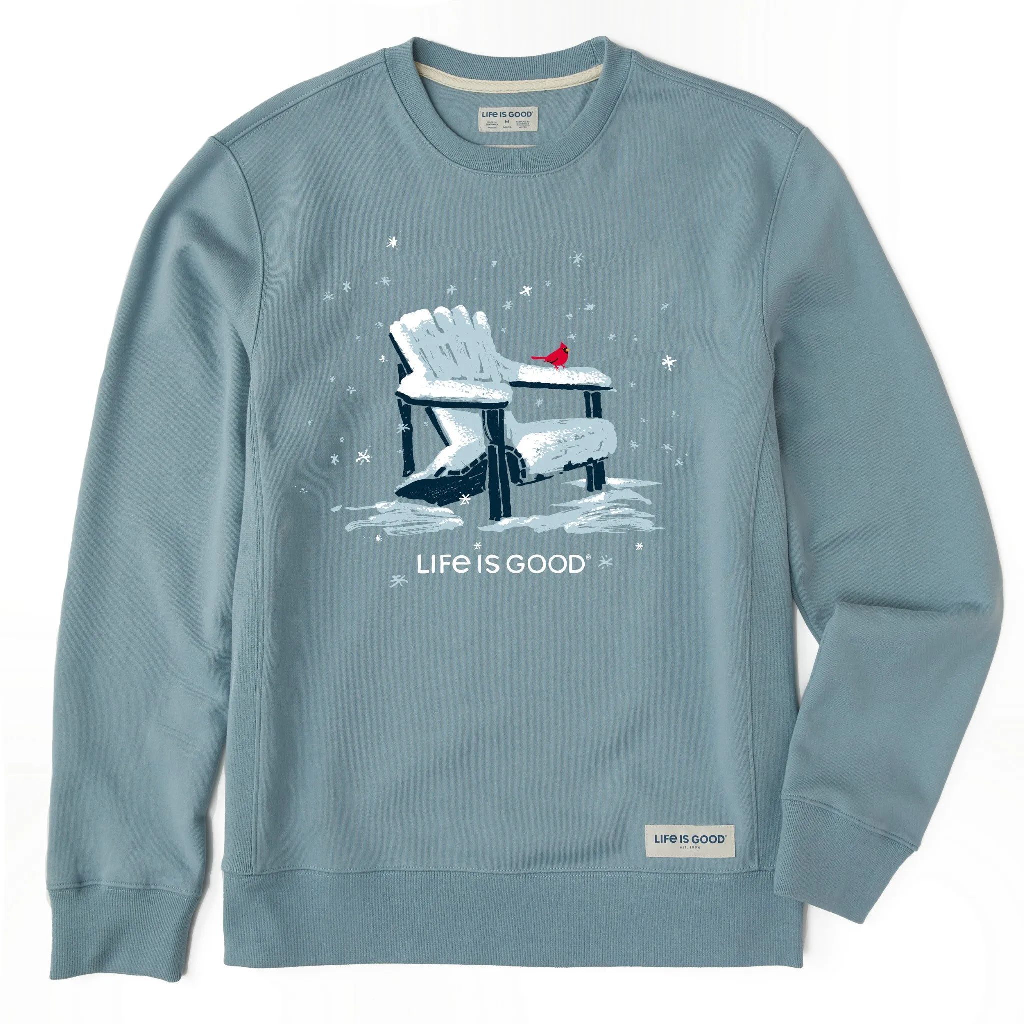 Men's Snowy Adirondack Cardinal Simply True Fleece Crew LIFE IS GOOD