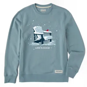 Men's Snowy Adirondack Cardinal Simply True Fleece Crew LIFE IS GOOD