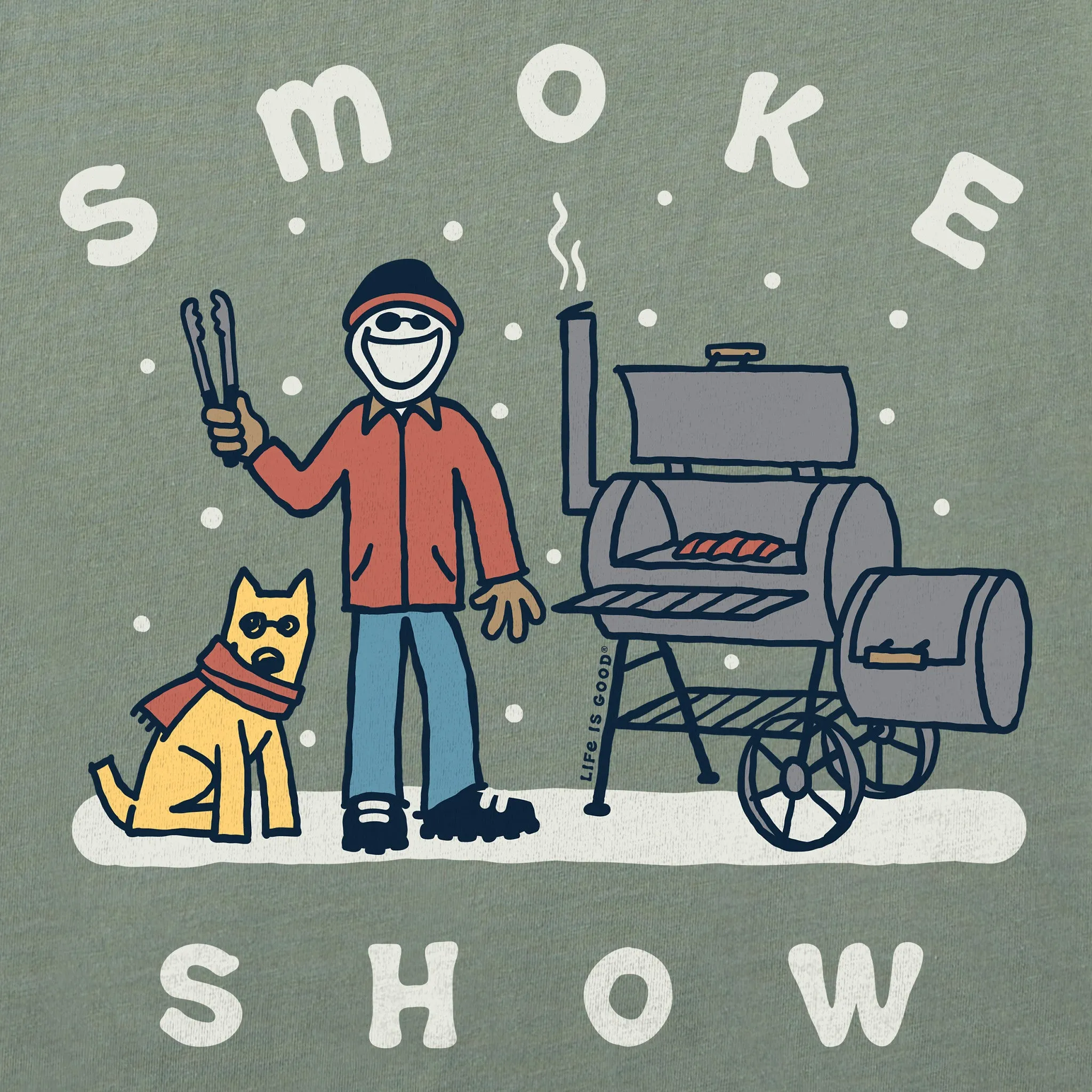 Men's Snowy Smoke Show Jake & Rocket Simply True Fleece Hoodie LIFE IS GOOD