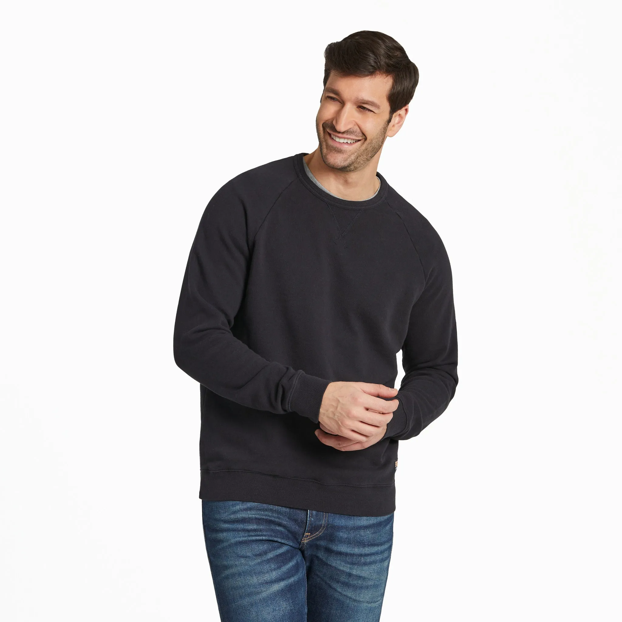 Men's Solid French Terry Crew LIFE IS GOOD