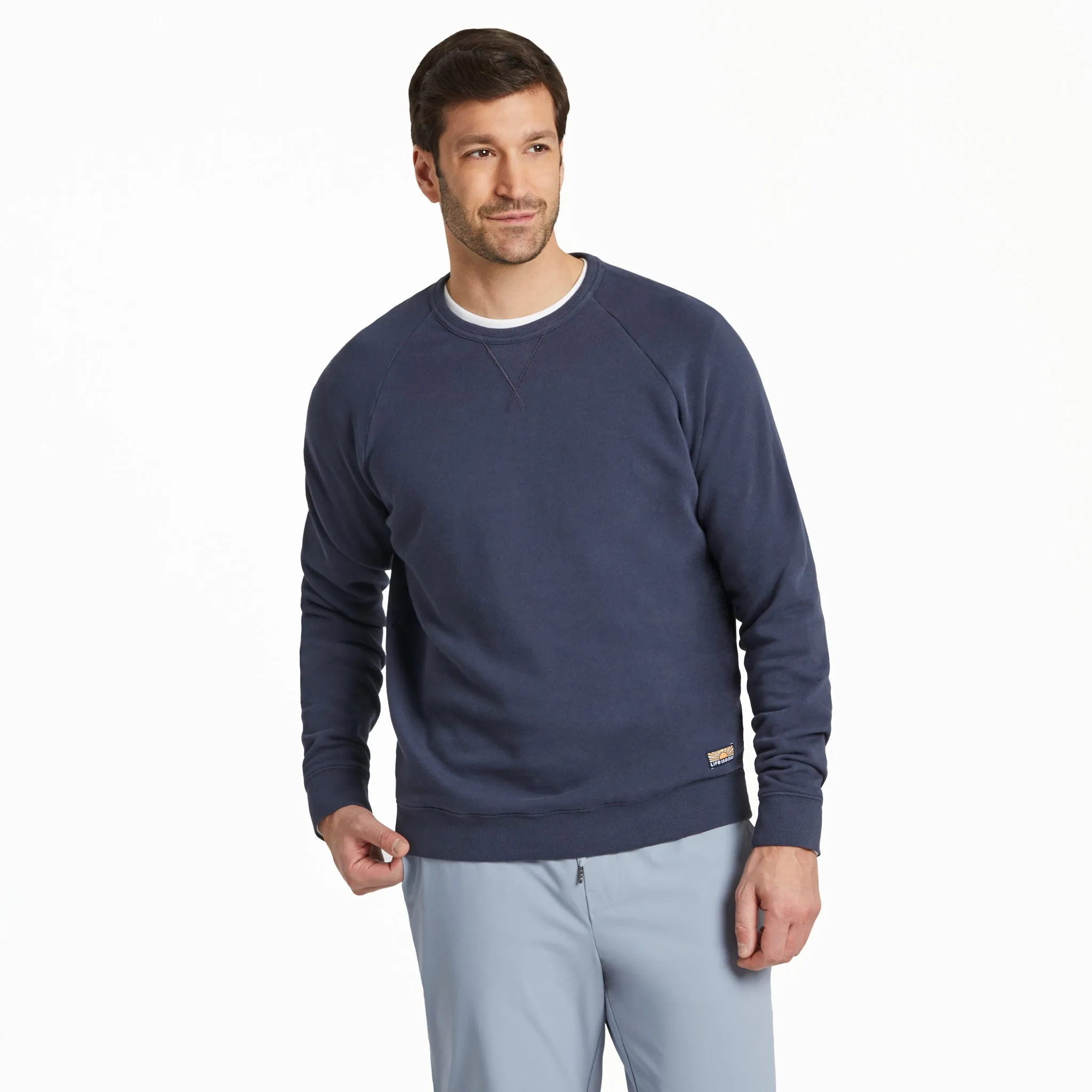 Men's Solid French Terry Crew LIFE IS GOOD