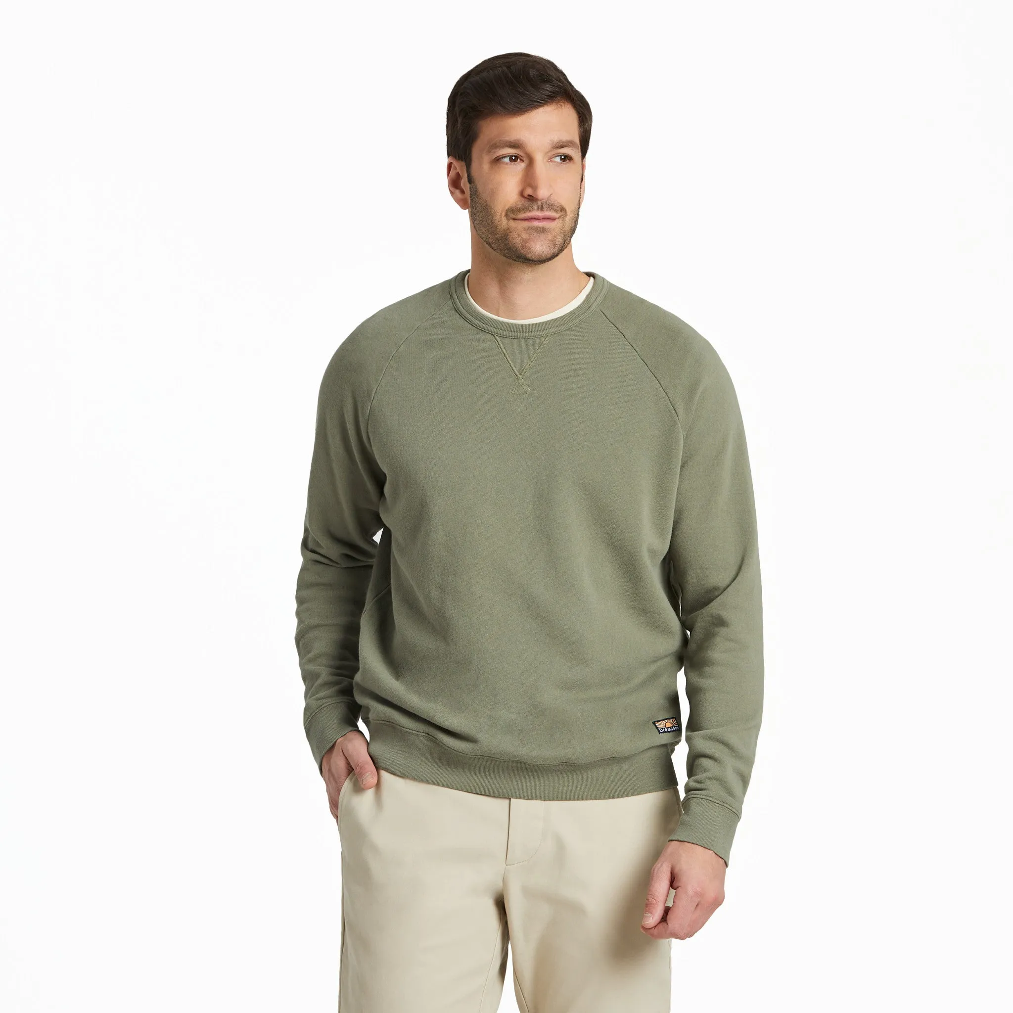 Men's Solid French Terry Crew LIFE IS GOOD