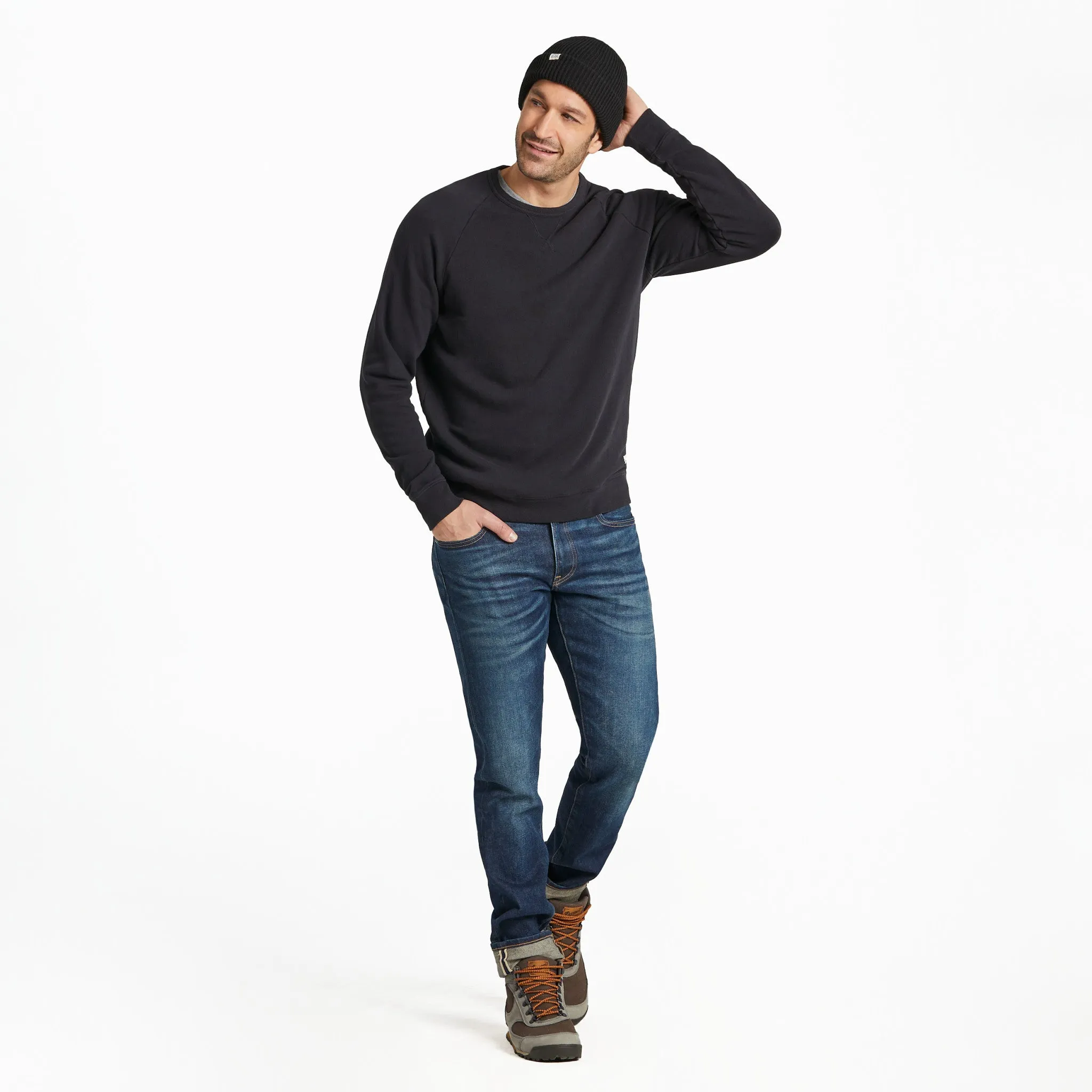 Men's Solid French Terry Crew LIFE IS GOOD