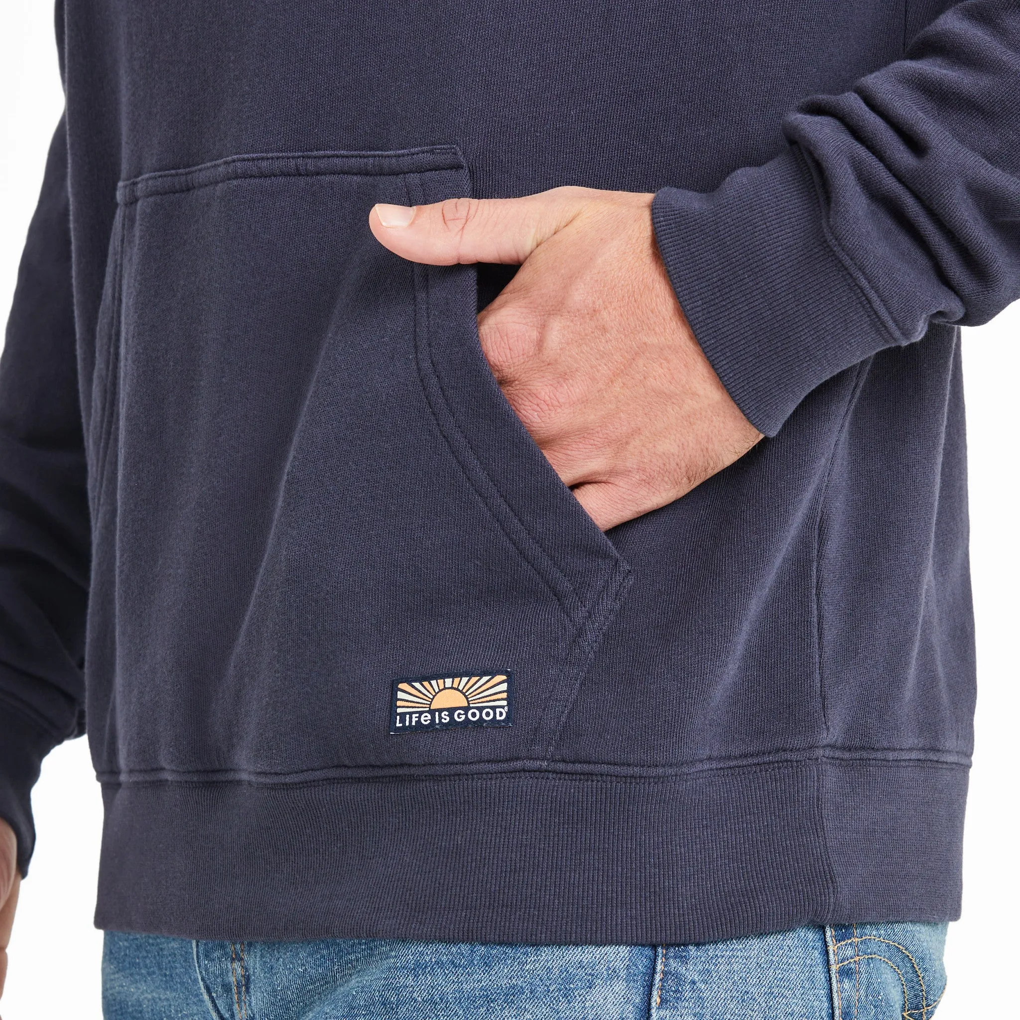 Men's Solid French Terry Pullover Hoodie LIFE IS GOOD