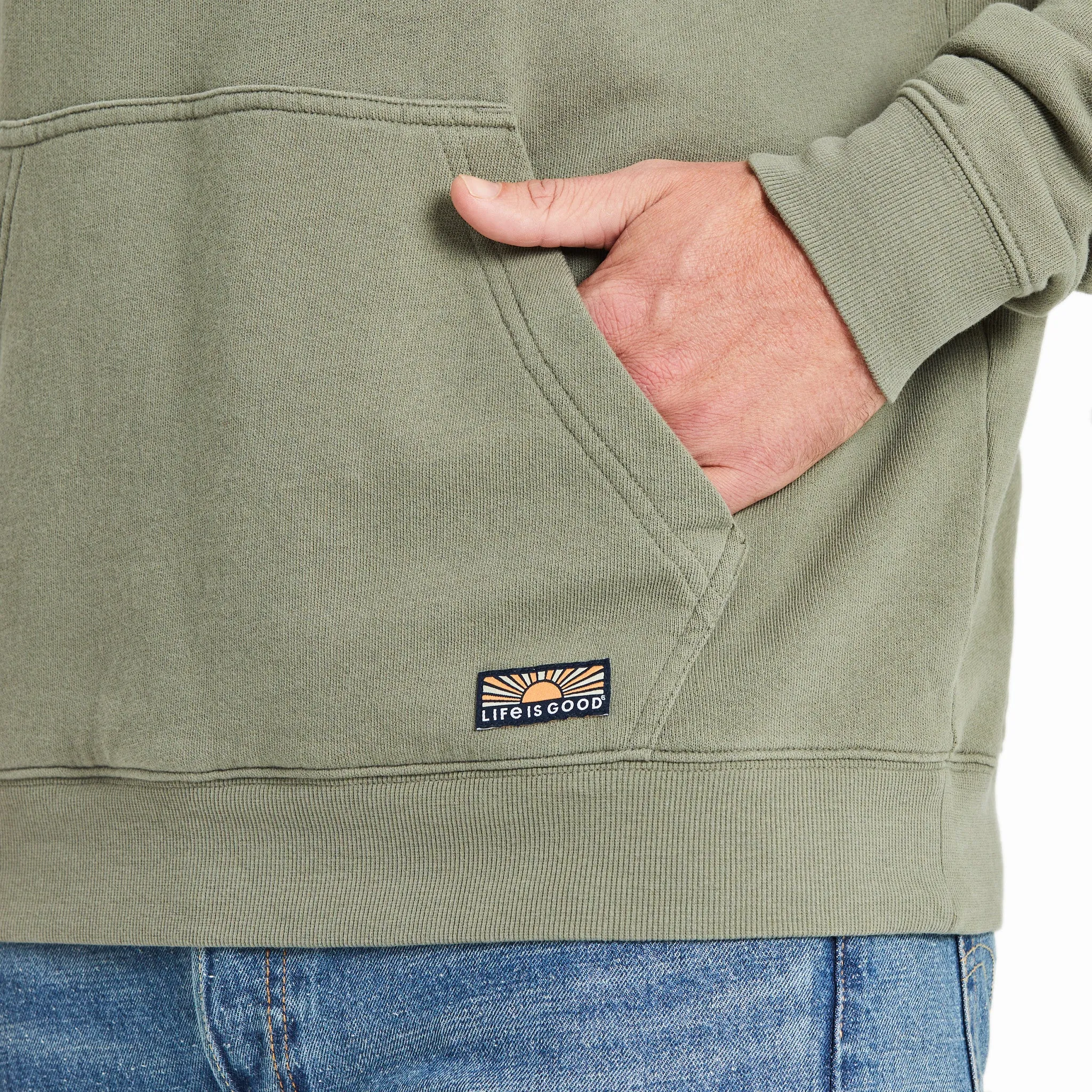 Men's Solid French Terry Pullover Hoodie LIFE IS GOOD