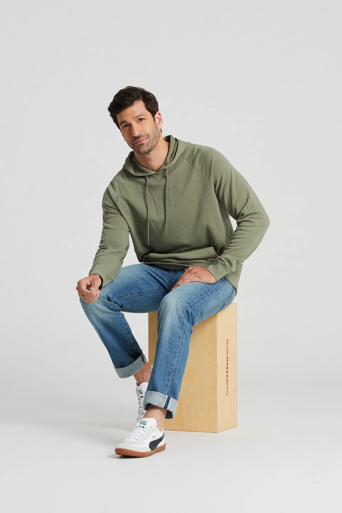 Men's Solid French Terry Pullover Hoodie LIFE IS GOOD