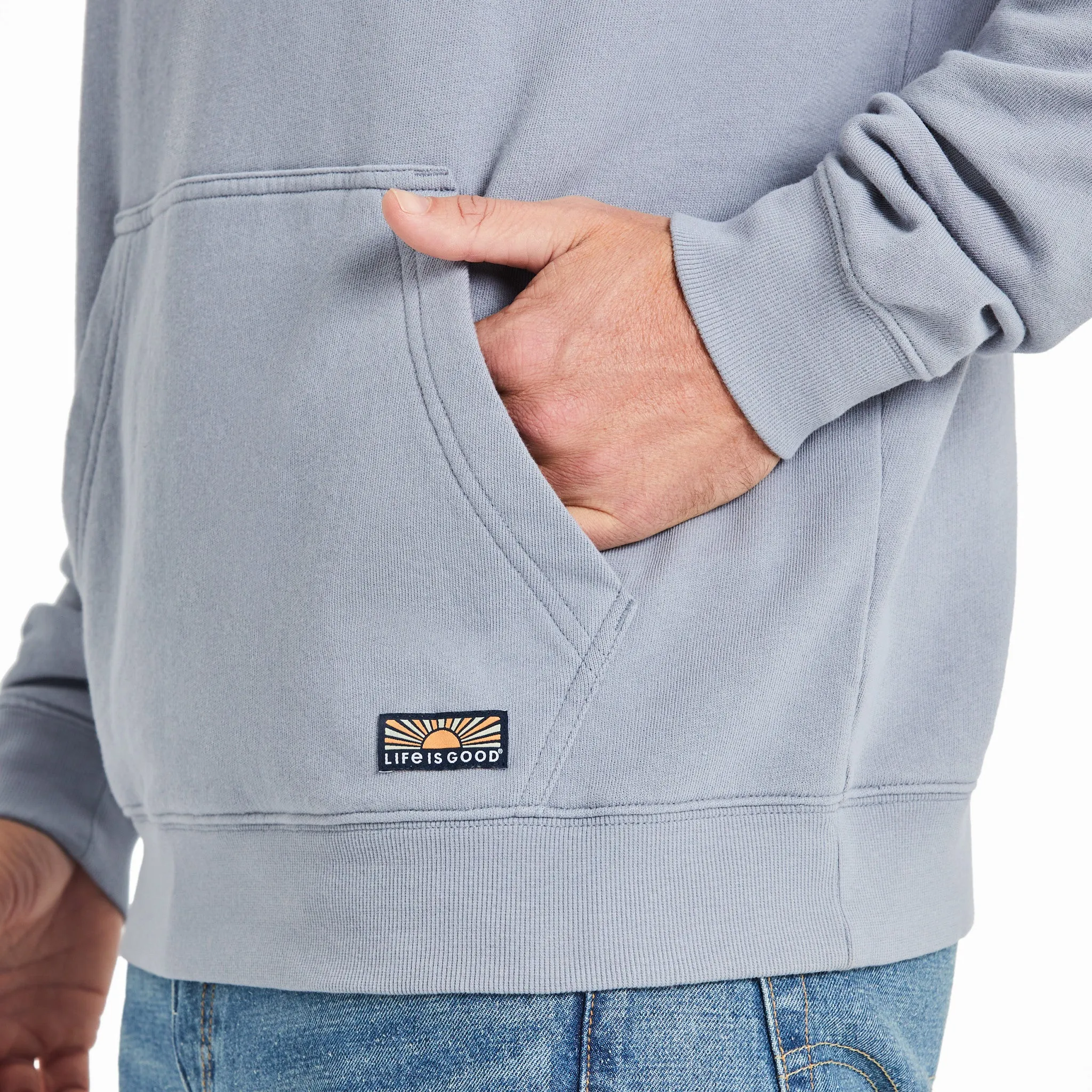 Men's Solid French Terry Pullover Hoodie LIFE IS GOOD