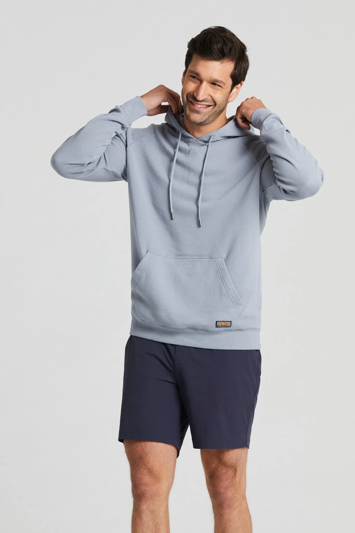 Men's Solid French Terry Pullover Hoodie LIFE IS GOOD