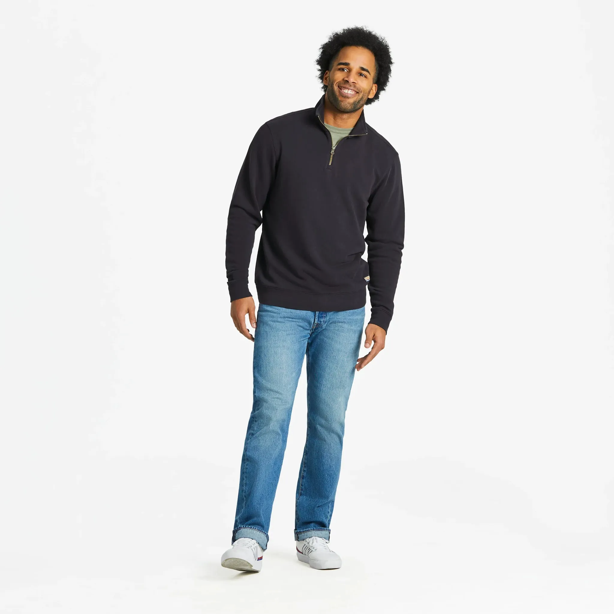 Men's Solid French Terry Quarter Zip LIFE IS GOOD