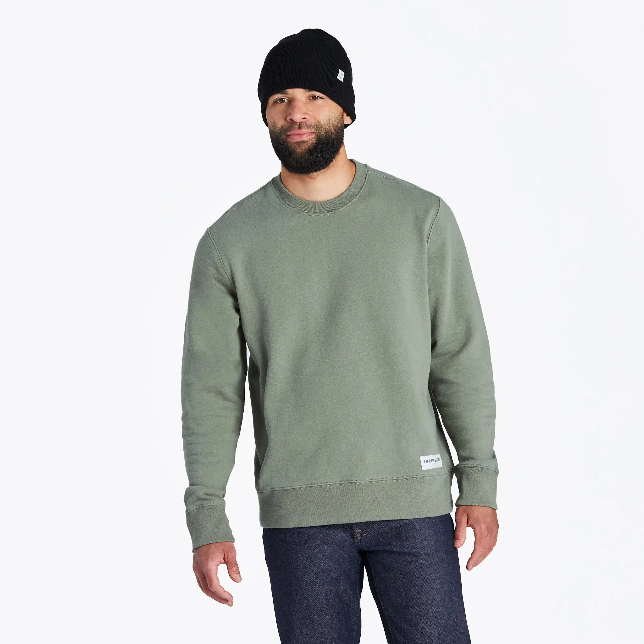 Men's Solid Simply True Fleece Crew LIFE IS GOOD