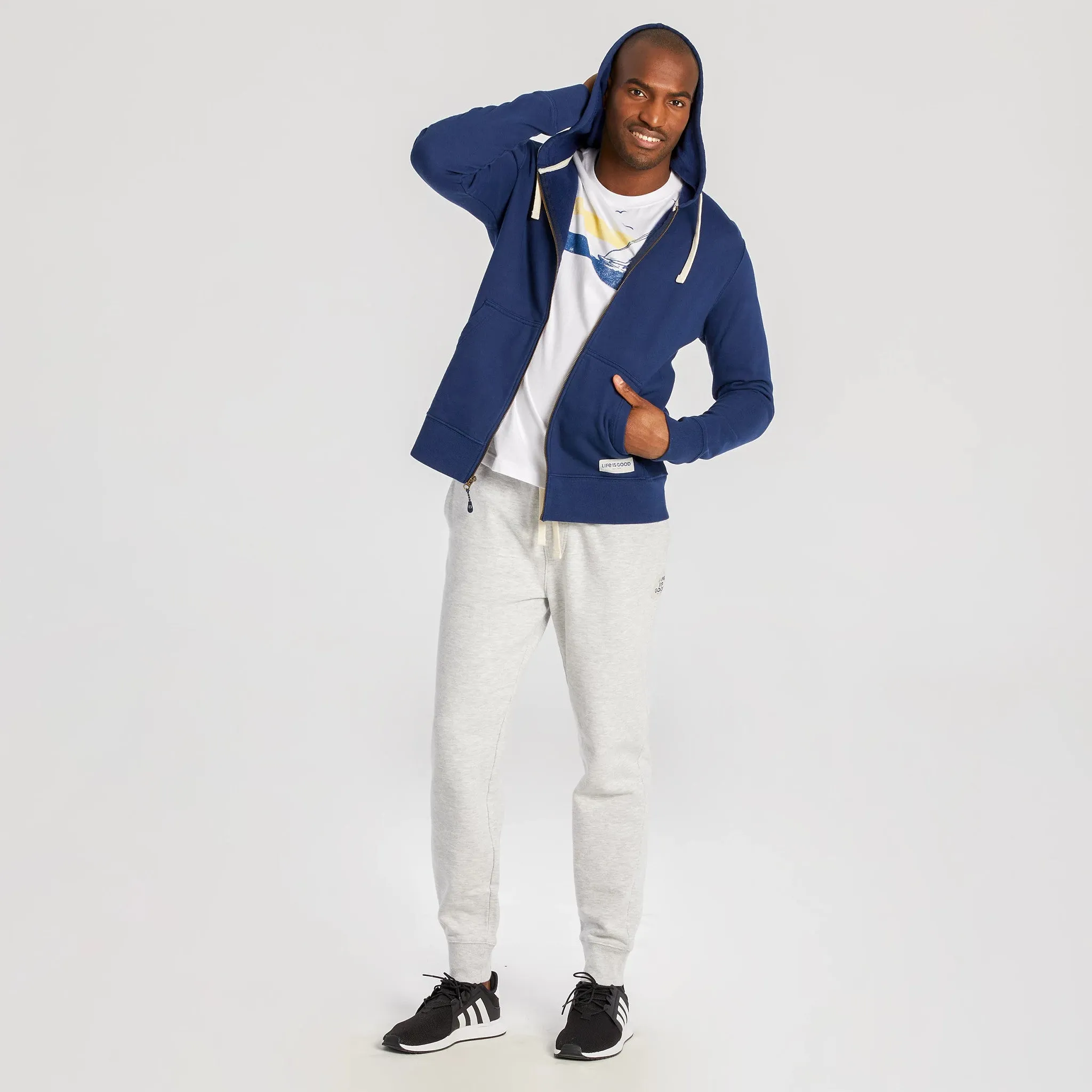 Men's Solid Simply True Fleece Zip Hoodie LIFE IS GOOD