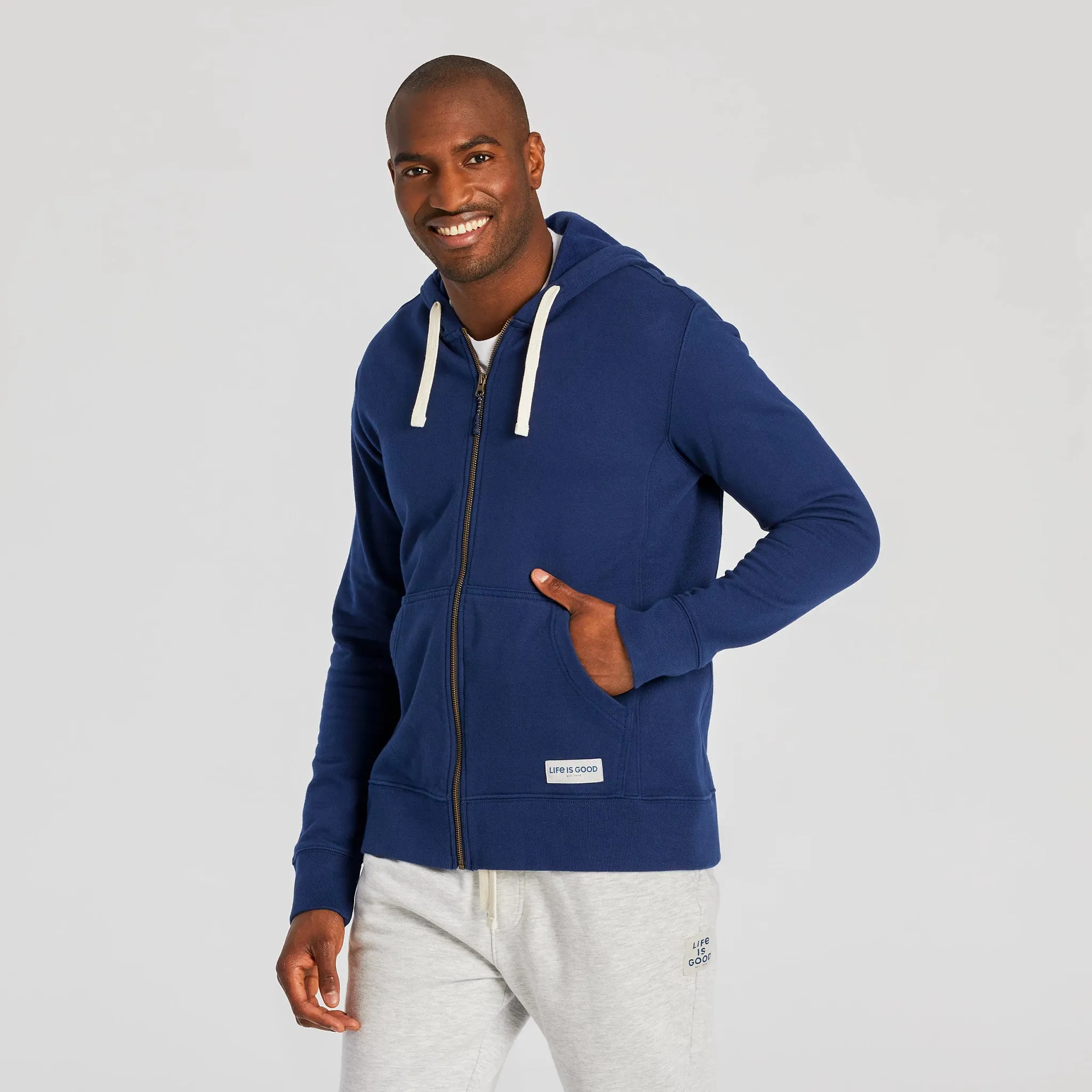 Men's Solid Simply True Fleece Zip Hoodie LIFE IS GOOD