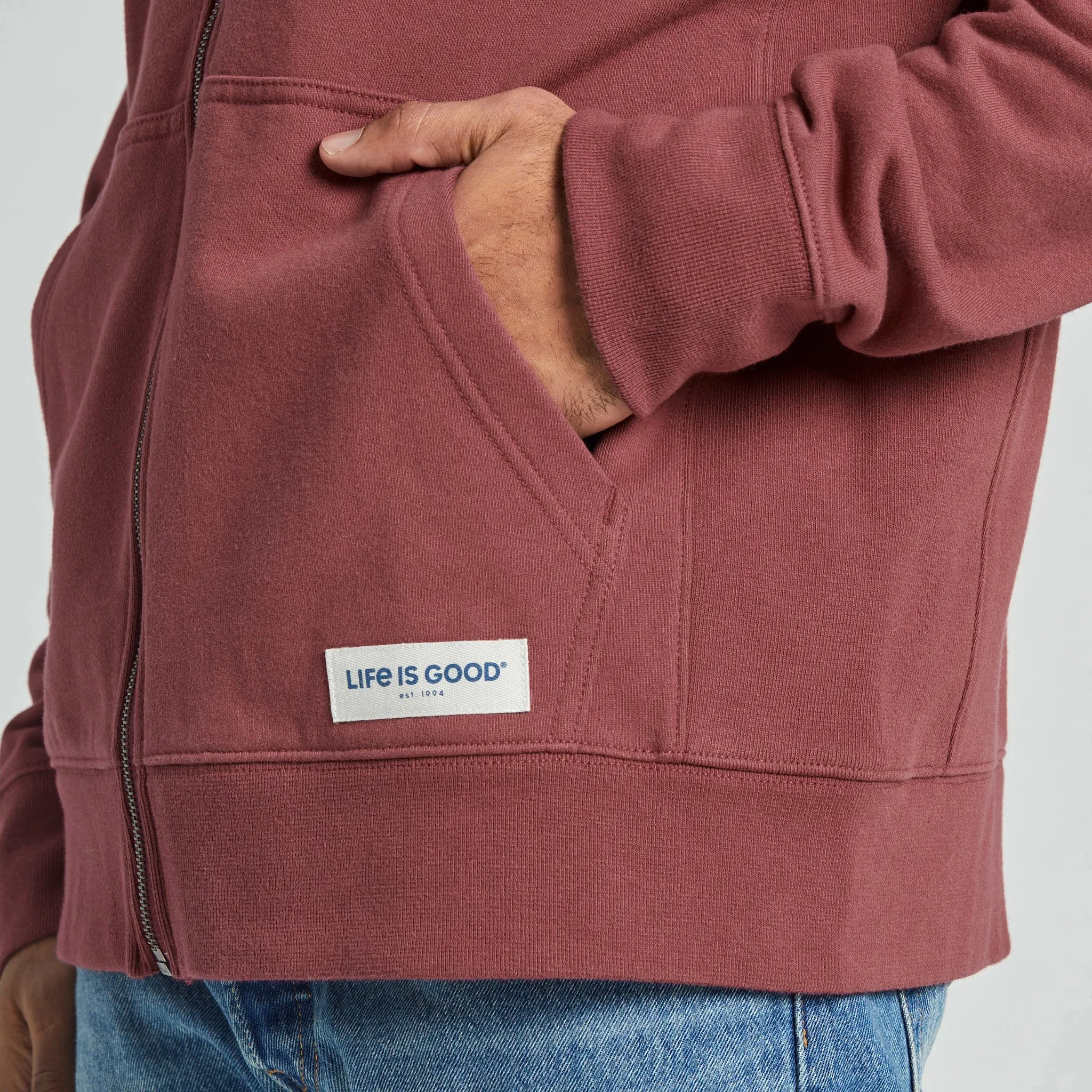 Men's Solid Simply True Fleece Zip Hoodie LIFE IS GOOD