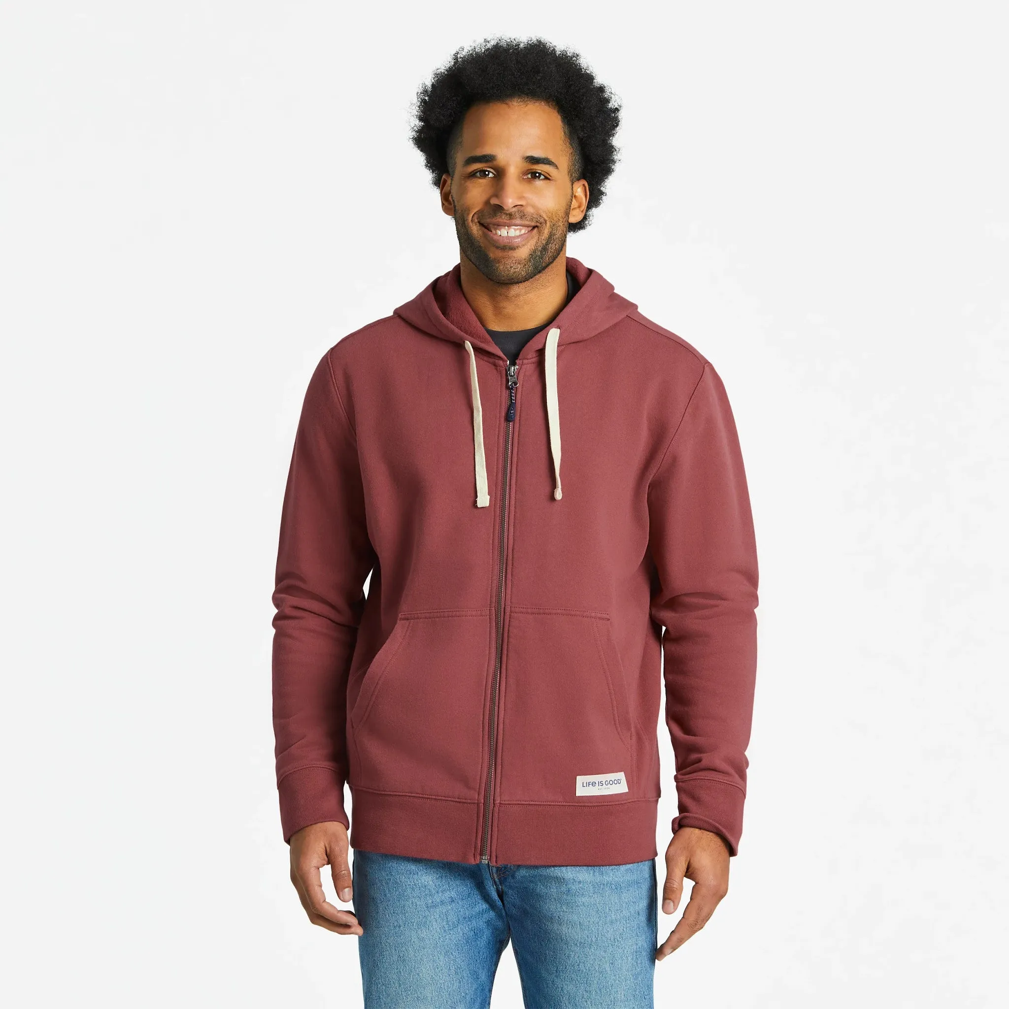 Men's Solid Simply True Fleece Zip Hoodie LIFE IS GOOD