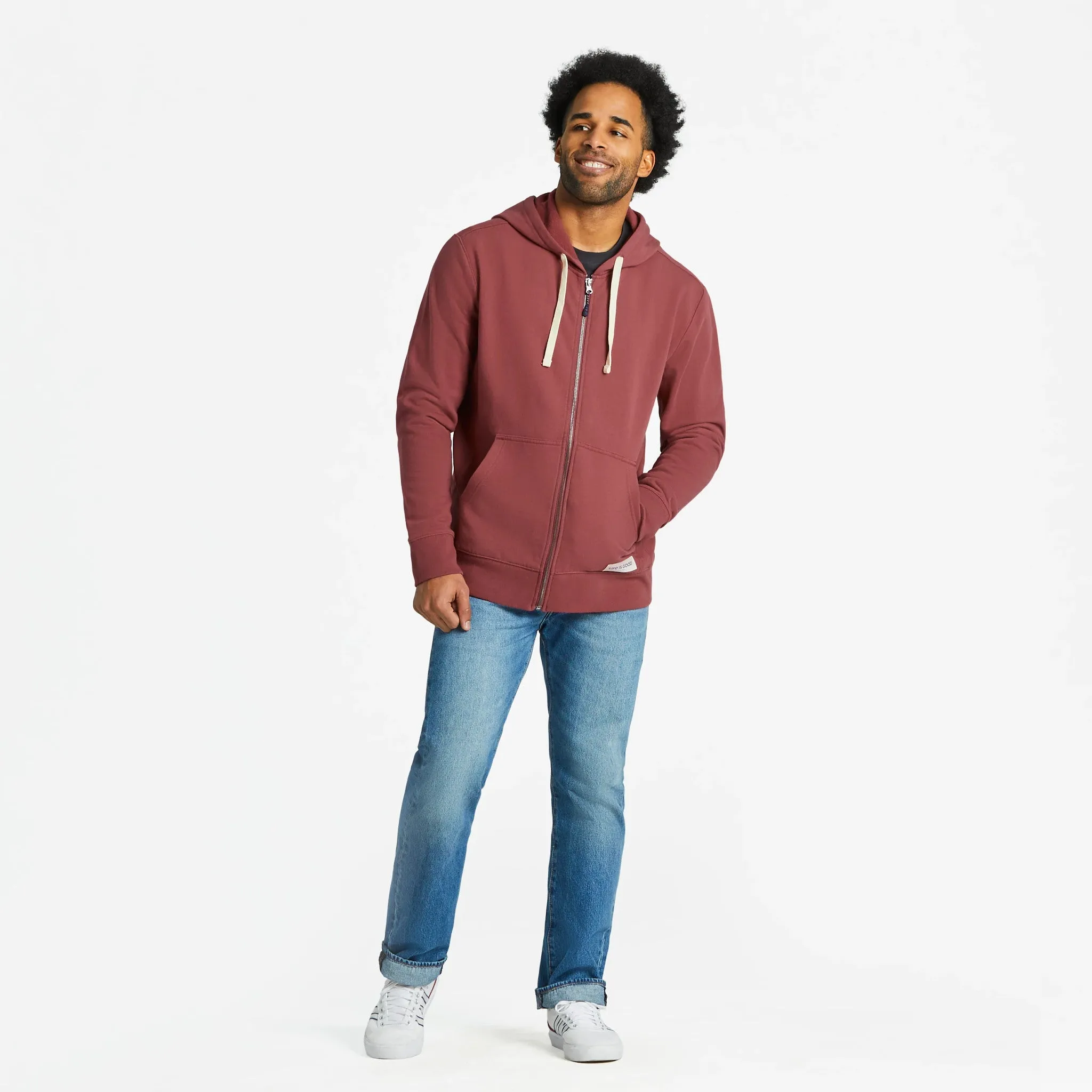 Men's Solid Simply True Fleece Zip Hoodie LIFE IS GOOD