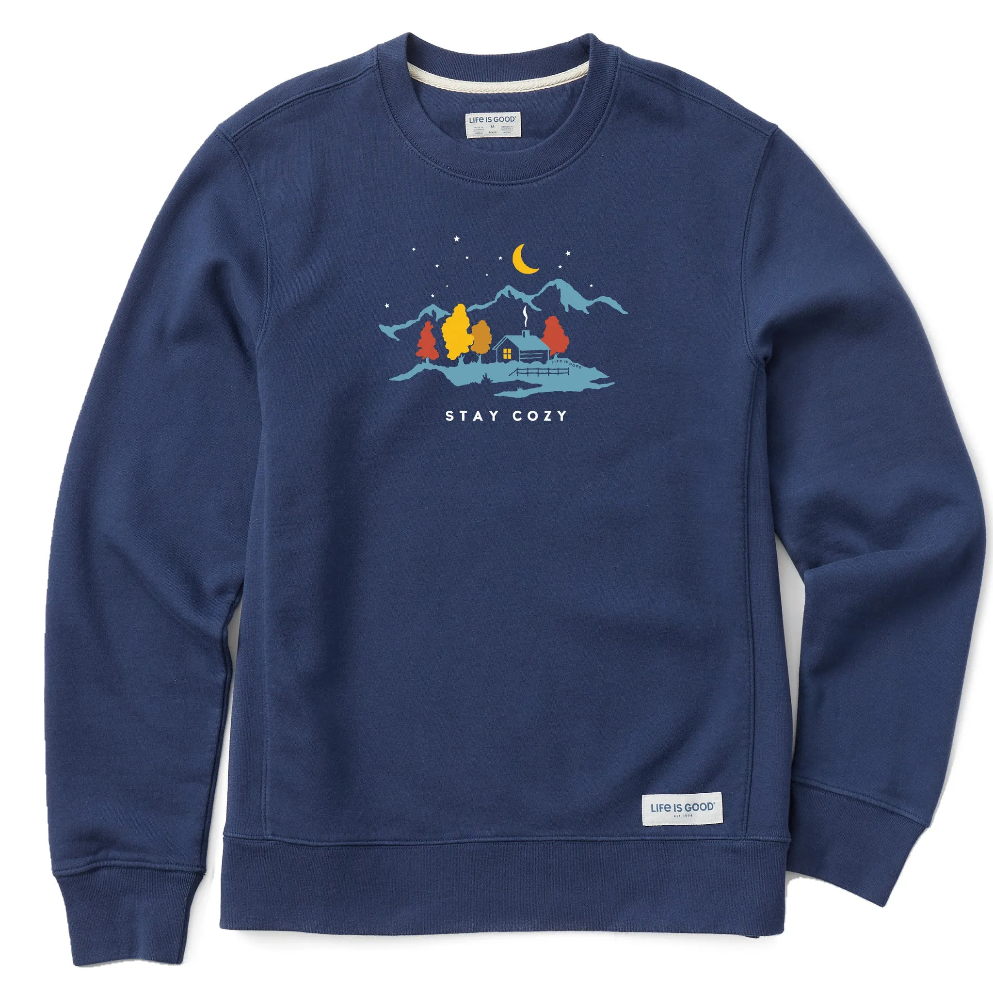 Men's Stay Cozy Cabin Simply True Fleece Crew LIFE IS GOOD