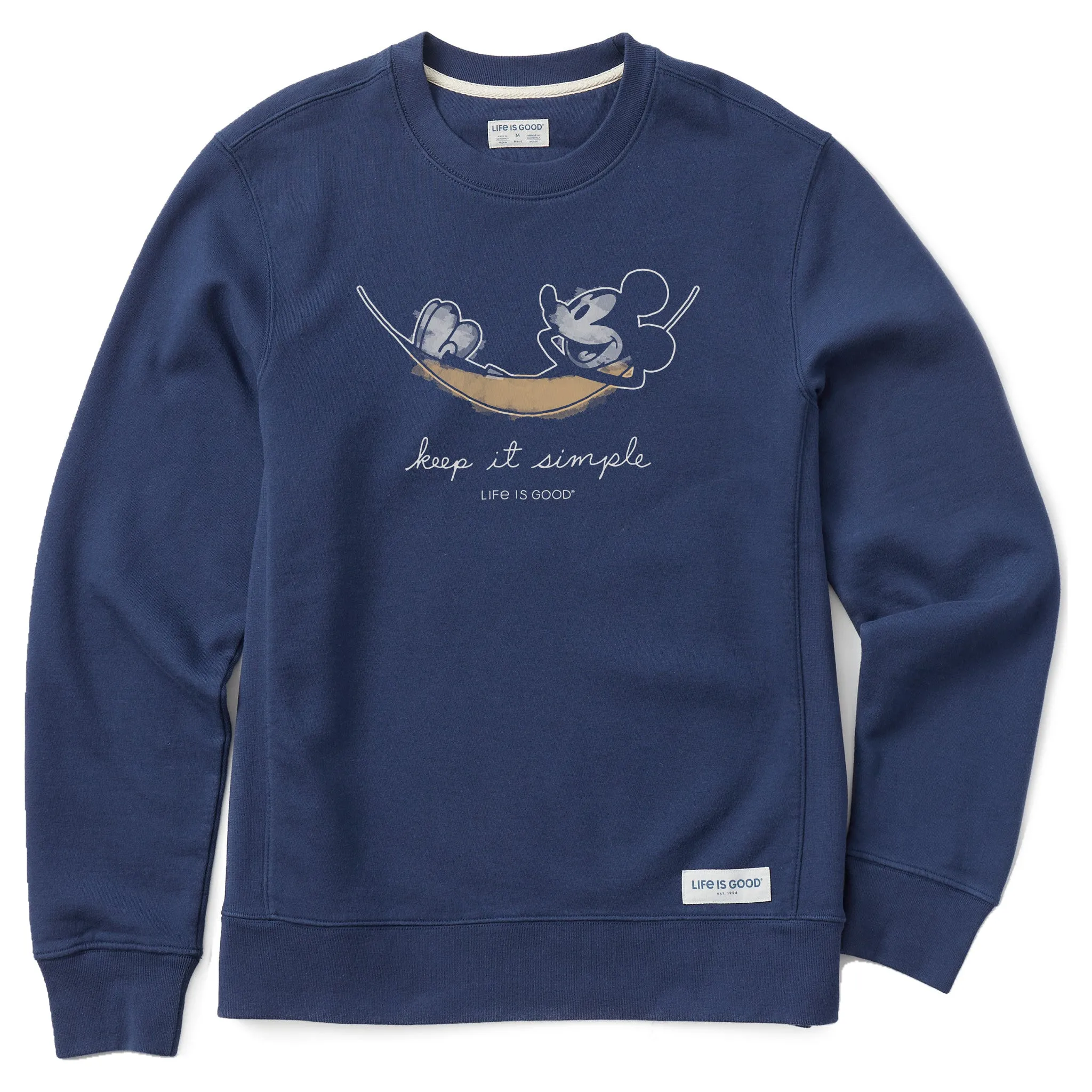 Men's Steamboat Willie Hammock Simply True Fleece Crew LIFE IS GOOD