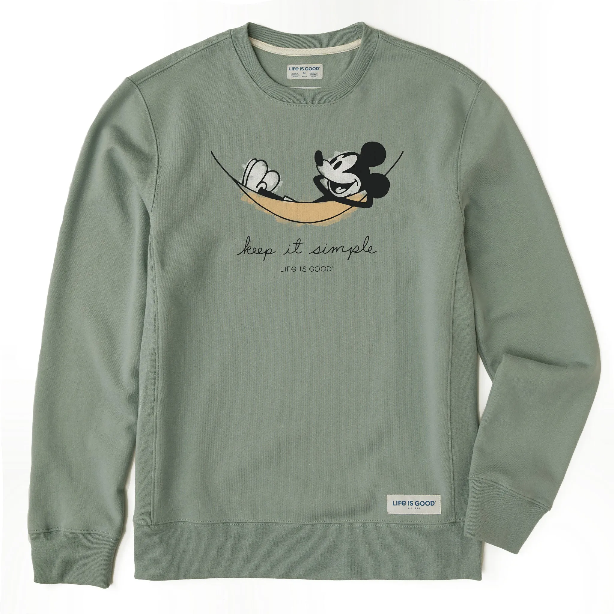 Men's Steamboat Willie Hammock Simply True Fleece Crew LIFE IS GOOD