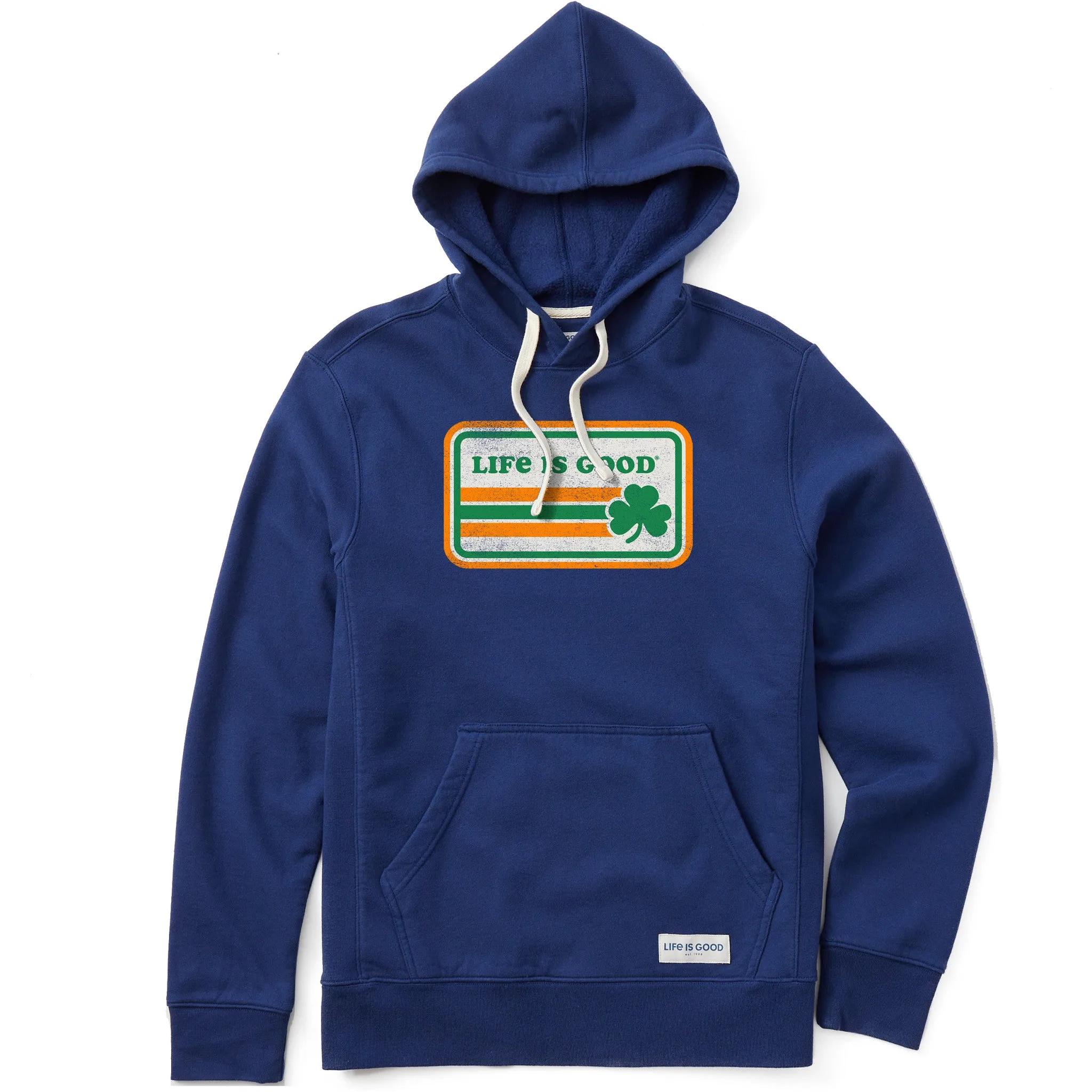 Men's Stripe Clover Simply True Fleece Hoodie LIFE IS GOOD