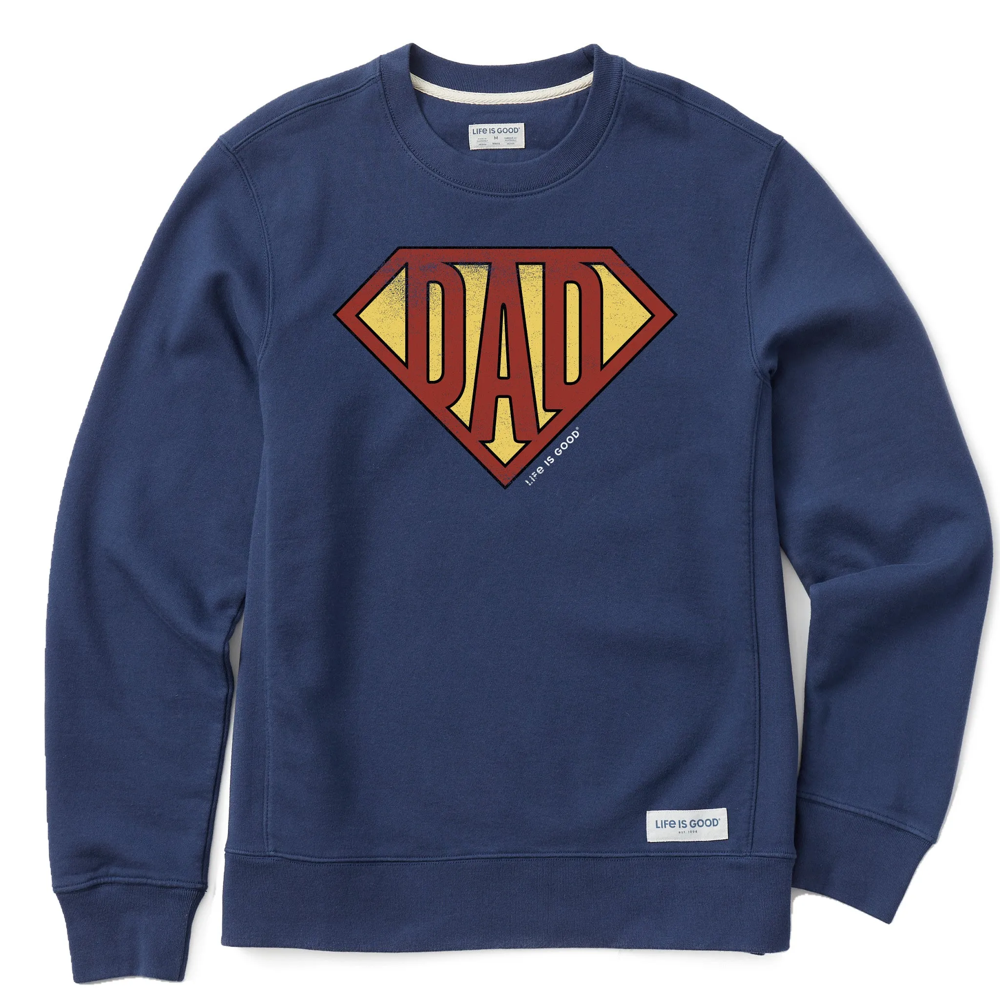 Men's SUPERDAD SHIELD Simply True Fleece Crew LIFE IS GOOD