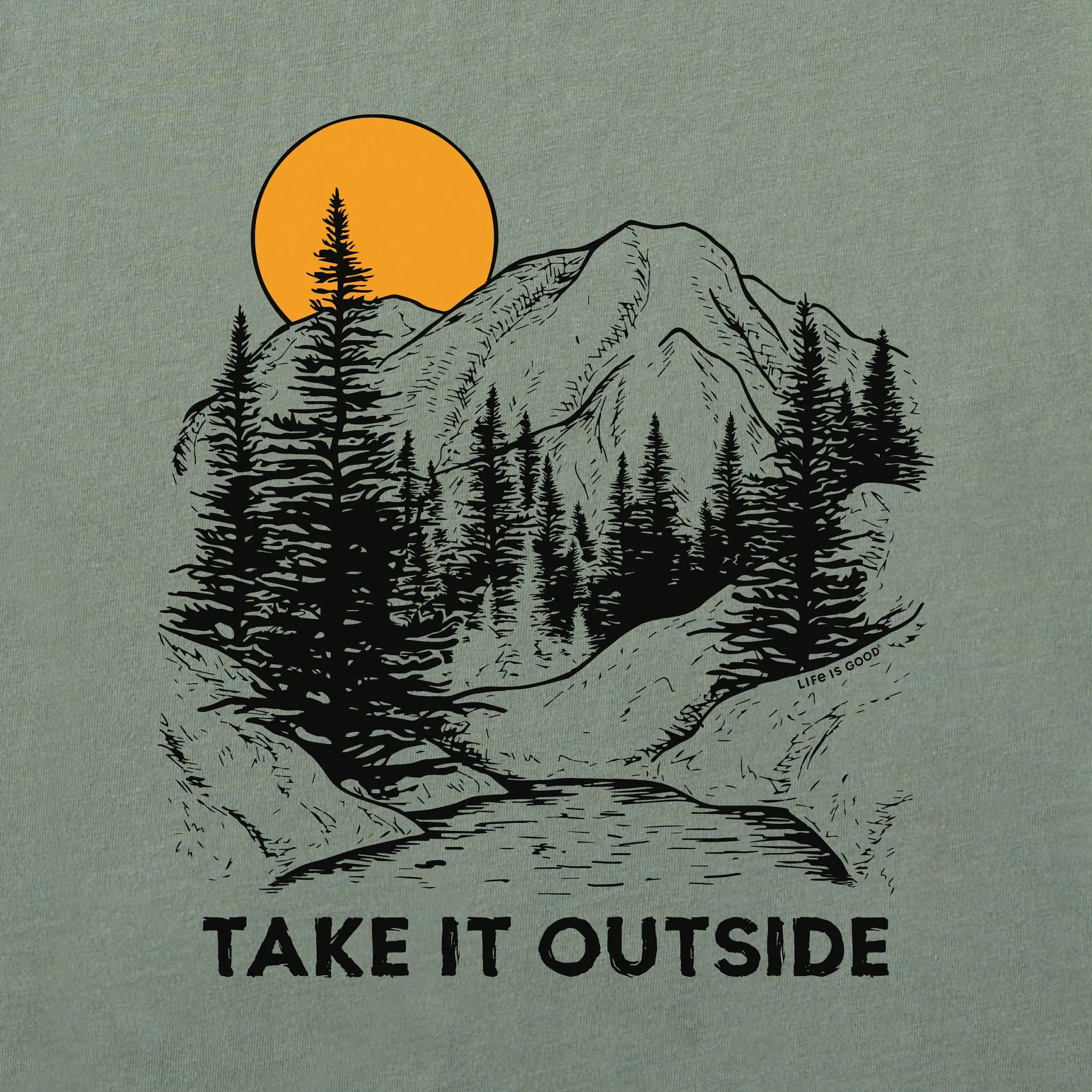 Men's Take it Outside Mountains Simply True Fleece Crew LIFE IS GOOD