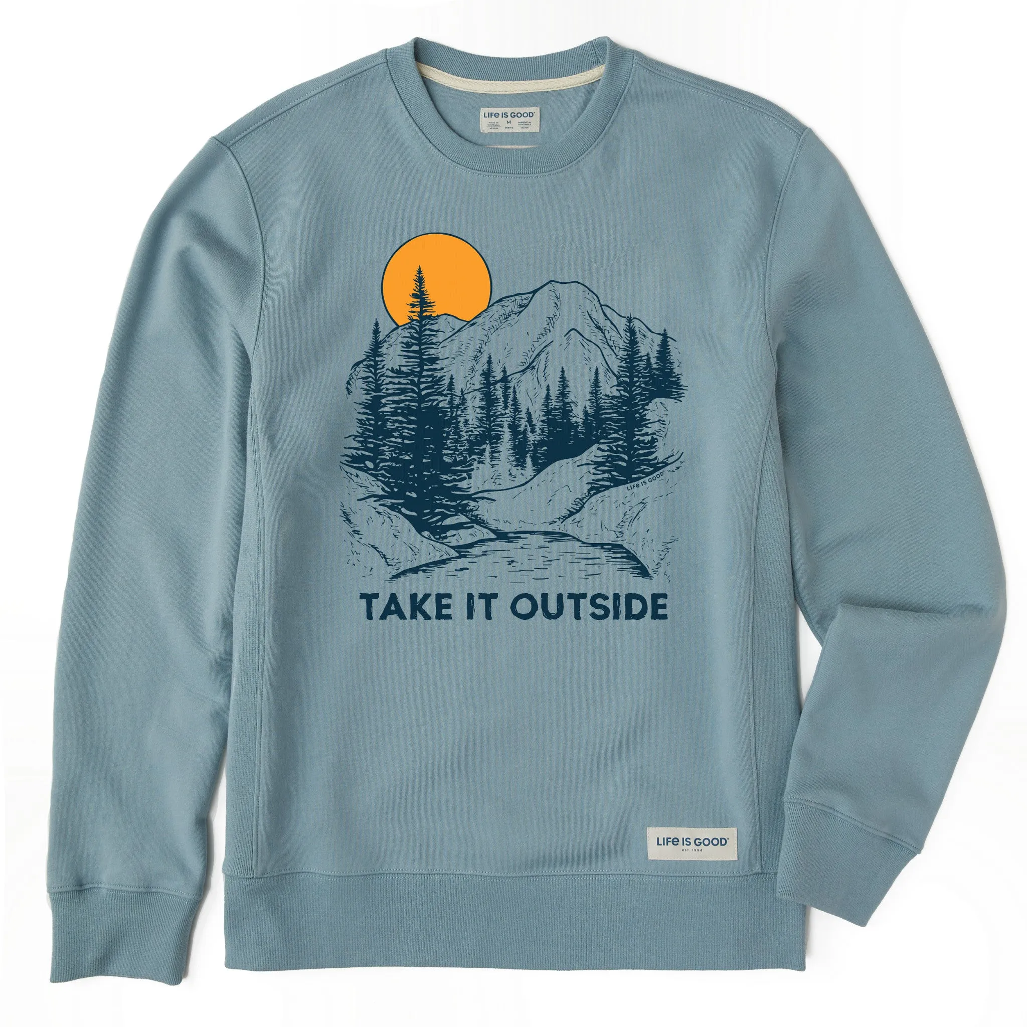 Men's Take it Outside Mountains Simply True Fleece Crew LIFE IS GOOD