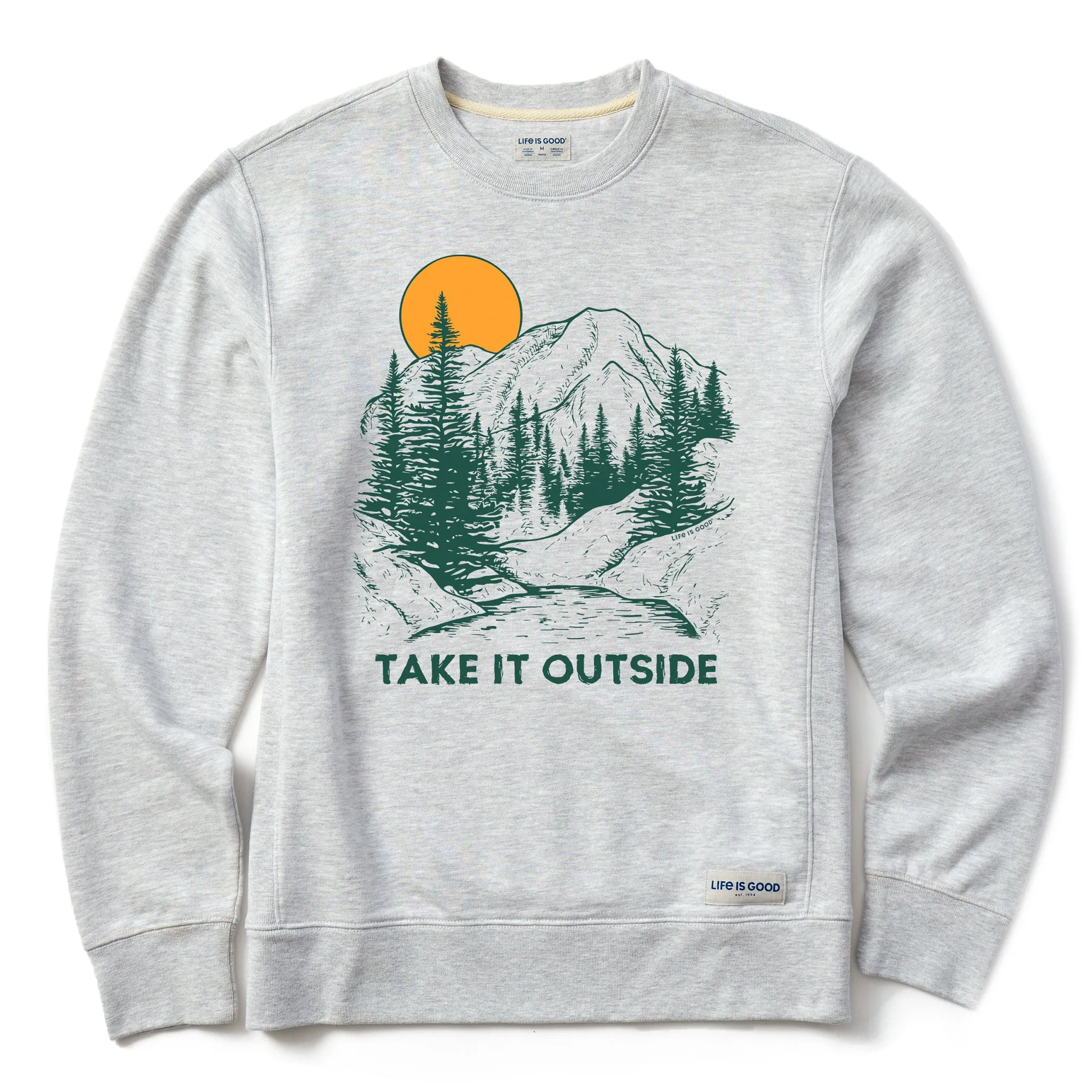 Men's Take it Outside Mountains Simply True Fleece Crew LIFE IS GOOD