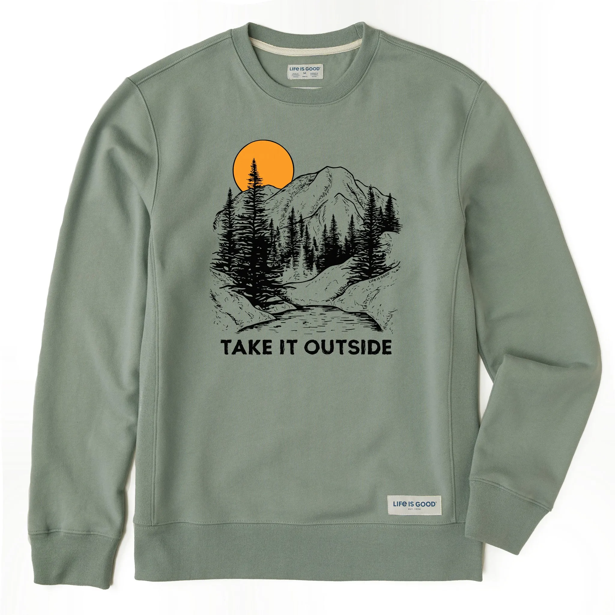 Men's Take it Outside Mountains Simply True Fleece Crew LIFE IS GOOD
