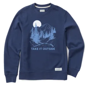 Men's Take it Outside Mountains Simply True Fleece Crew LIFE IS GOOD