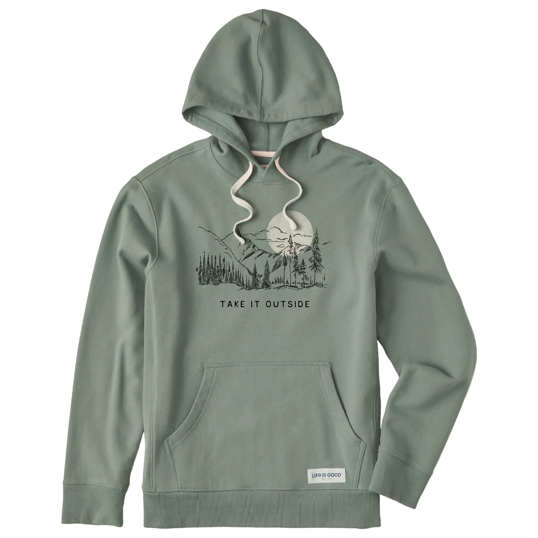 Men's Take it Outside Sketch Mountain Simply True Fleece Hoodie LIFE IS GOOD