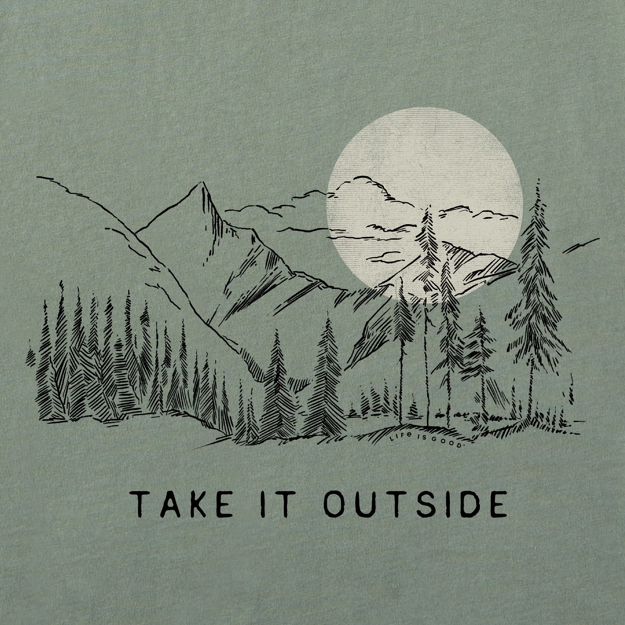 Men's Take it Outside Sketch Mountain Simply True Fleece Hoodie LIFE IS GOOD
