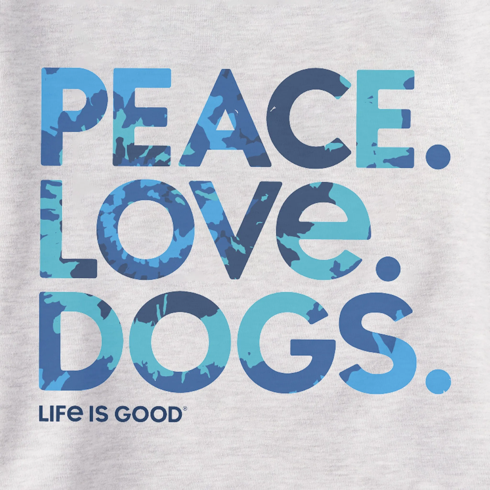 Men's Tie Dye Peace Love Dogs Simply True Fleece Crew LIFE IS GOOD
