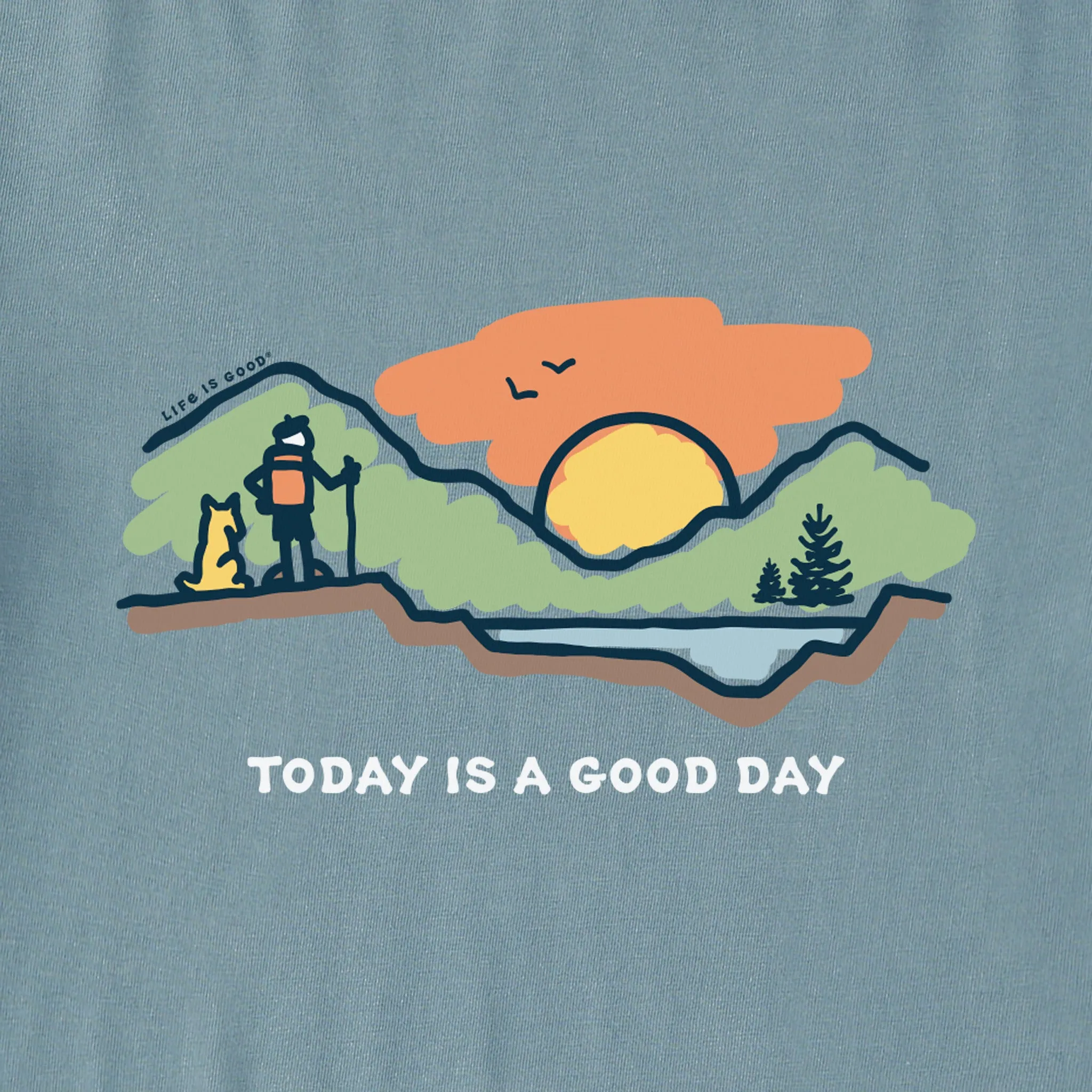 Men's Today is a Good Day Mountain Hike Simply True Crew LIFE IS GOOD