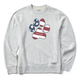 Men's US Flag Paw Simply True Fleece Crew LIFE IS GOOD