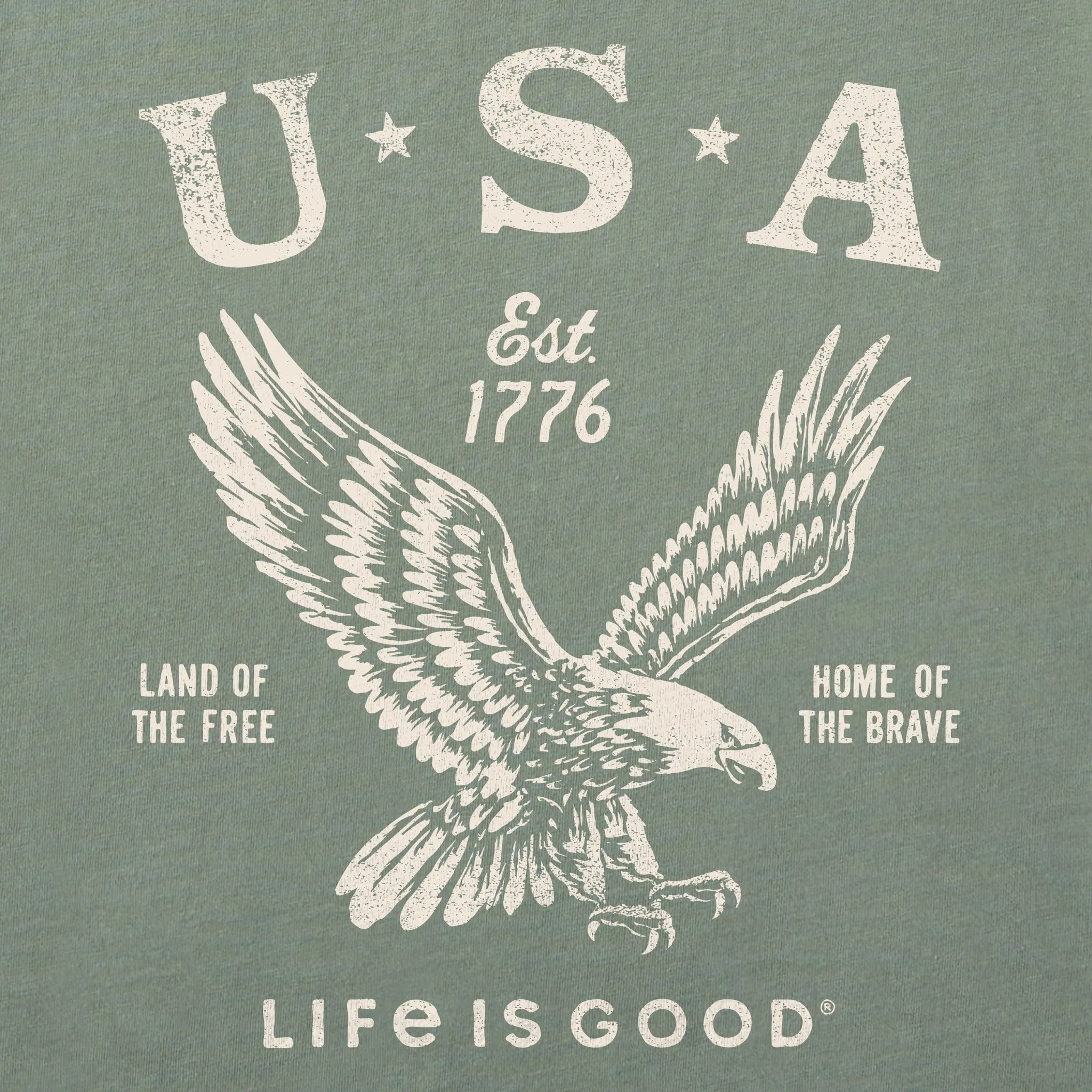Men's USA 1776 Eagle Simply True Fleece Crew LIFE IS GOOD